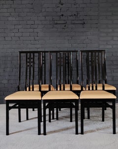 Set of 6 sculptural italian dining chairs, 80s