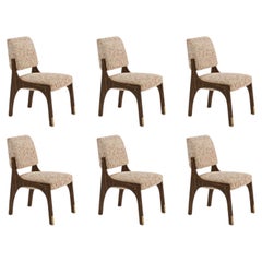 Lot de 6 chaises de salle à manger Arches II, Walnut & Tan, par InsidherLand