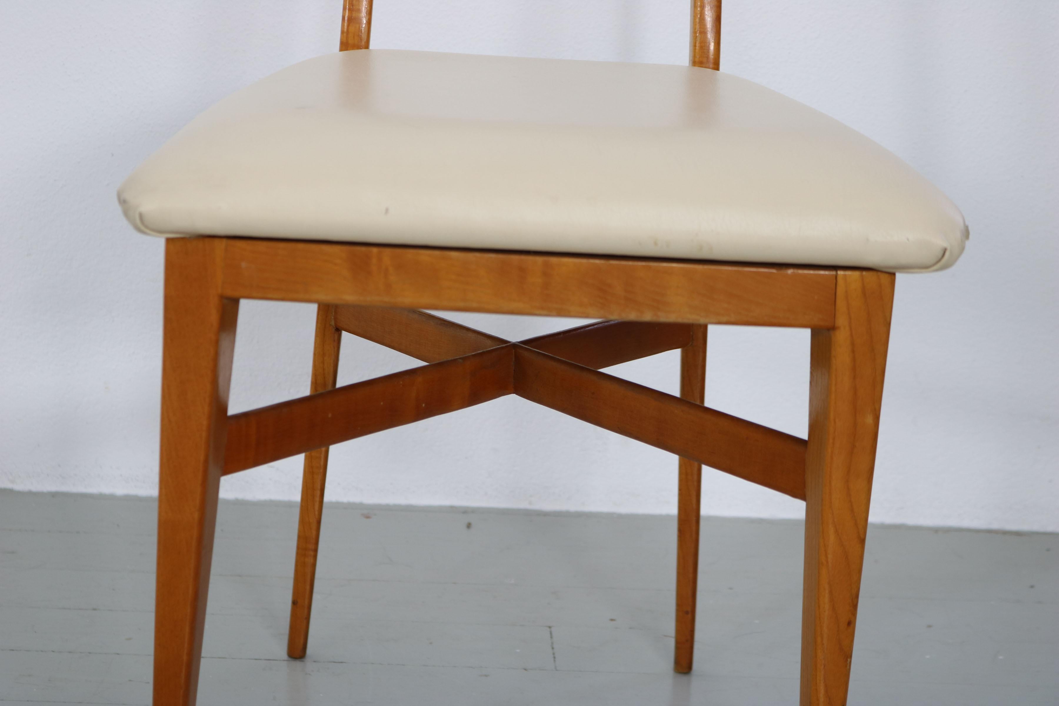 Set of 6 Scuola Torinese Chairs, Italy, 1950s For Sale 5