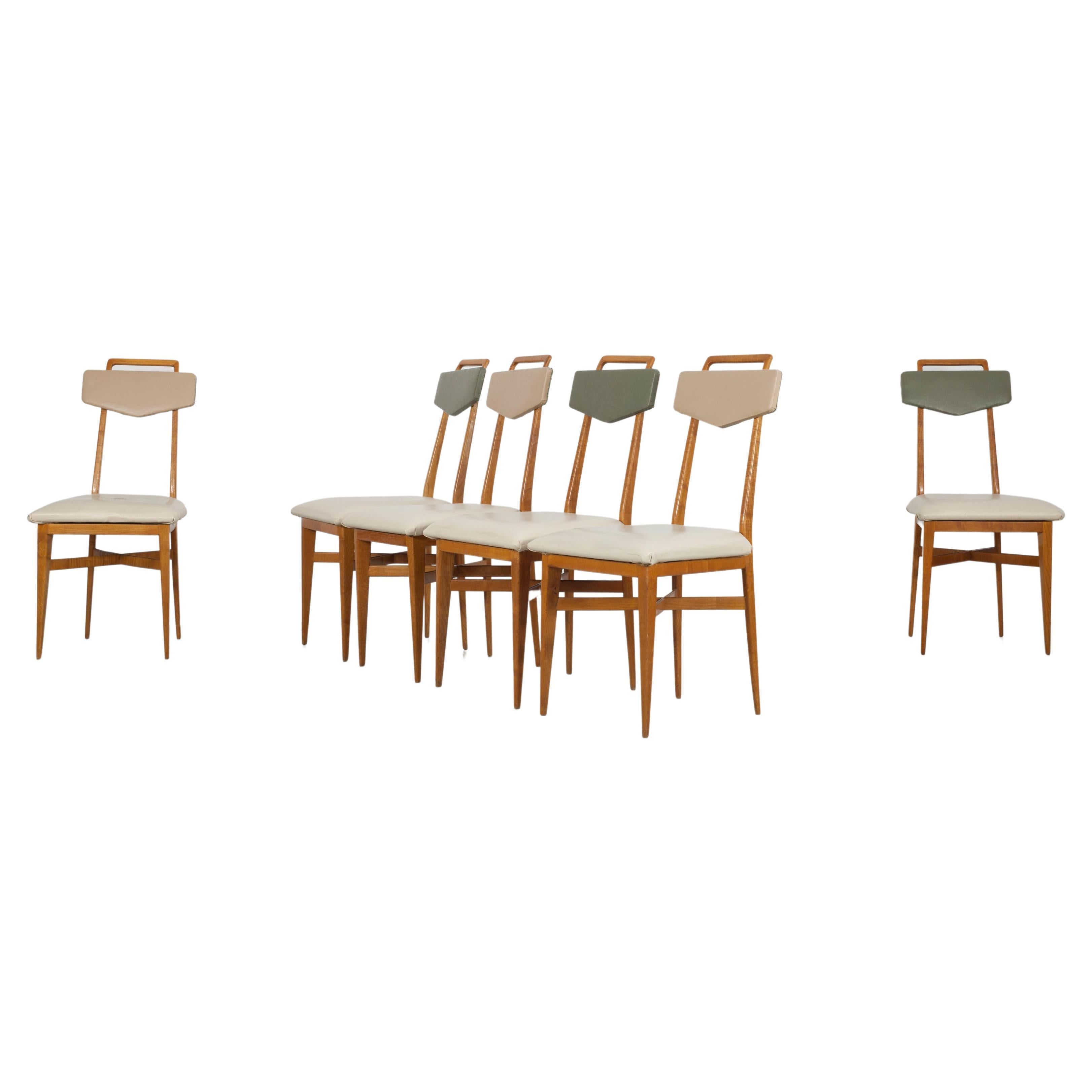 Set von 6 Scuola Torinese-Stühlen, Italien, 1950er Jahre