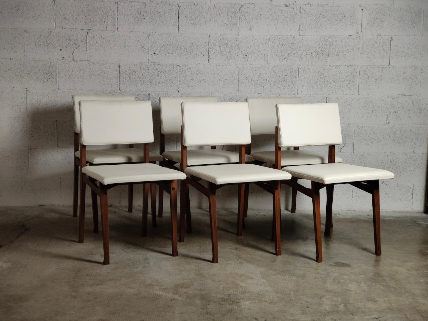 Milieu du XXe siècle Ensemble de 6 chaises SD9 « Luisella » de Franco Albini pour Poggi, Italie, années 60
