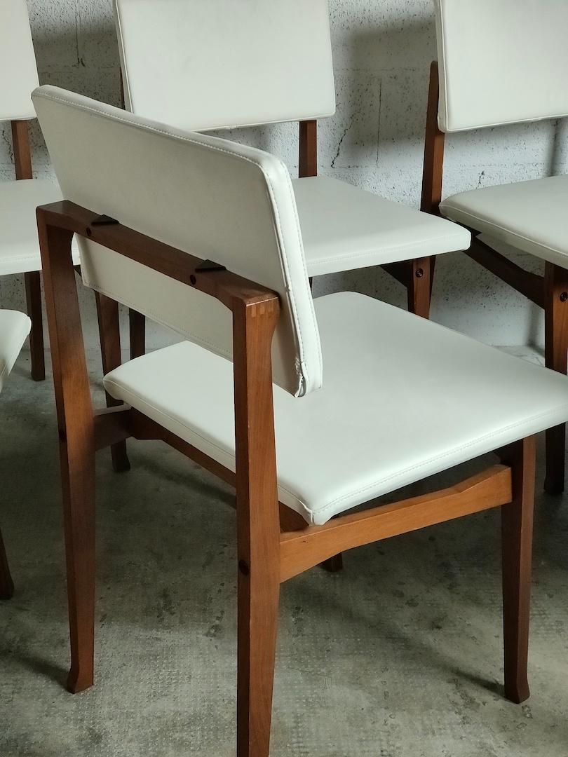 Imitation cuir Ensemble de 6 chaises SD9 « Luisella » de Franco Albini pour Poggi, Italie, années 60