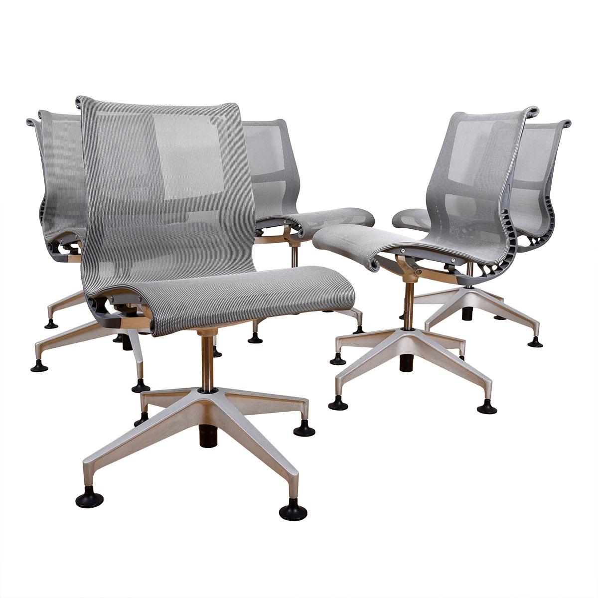 Set of 6 ‘Setu' Dining / Conference Chairs by Herman Miller

Additional information:
Featured at Kensington:
These chairs ever-so-comfortably-recline - offering impressive comfort tailored by the weight of each individual.
Whether you’re