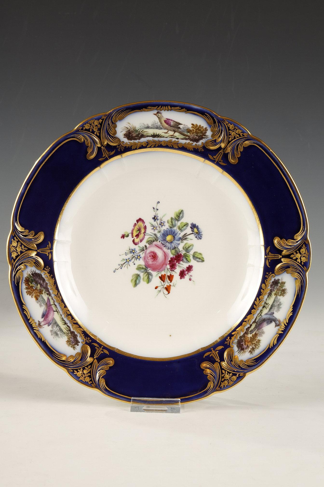 Set of 6 Sèvres Style Porcelain Plates, France, Circa 1880 In Good Condition For Sale In PARIS, FR