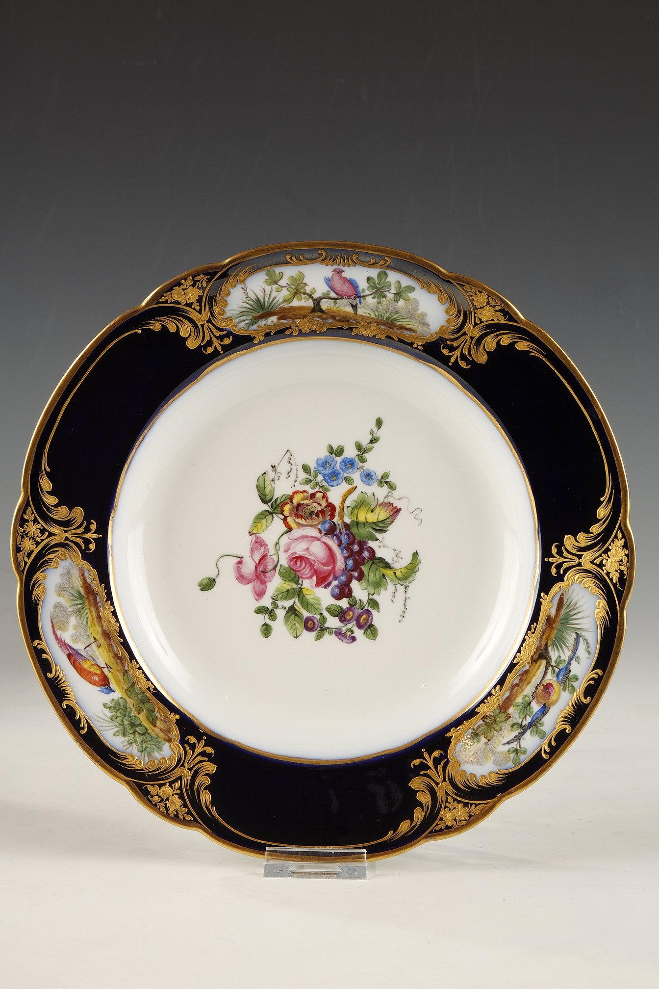 Late 19th Century Set of 6 Sèvres Style Porcelain Plates, France, Circa 1880 For Sale
