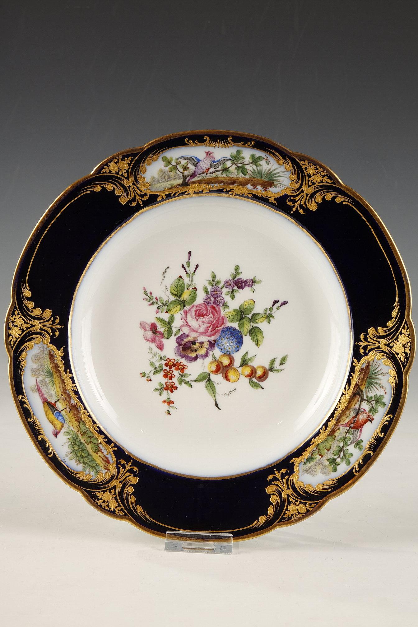 Set of 6 Sèvres Style Porcelain Plates, France, Circa 1880 For Sale 1