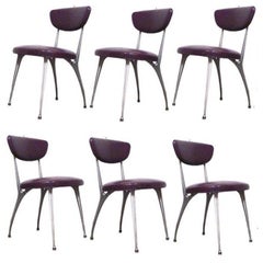 Vintage Set of  6 Shelby Williams Sculptural Aluminum Frame "Gazelle" Chairs