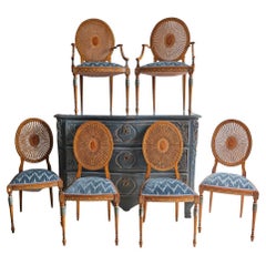 Antique Set of 6 Sheraton Style Dining Chairs, circa 1900