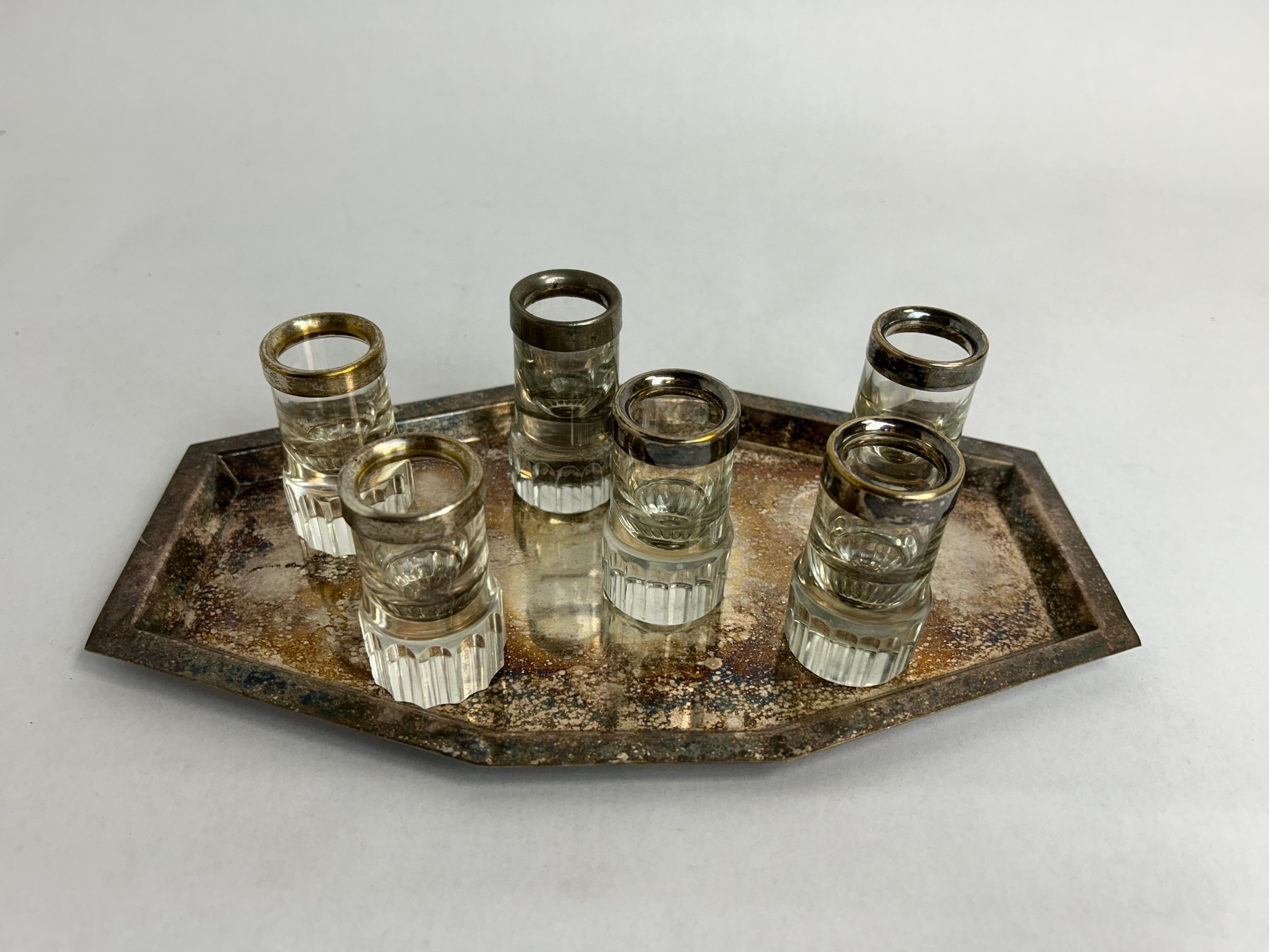 Jugendstil Set of 6 shot glasses by Adolf Loos for Bakalowits & Söhne For Sale