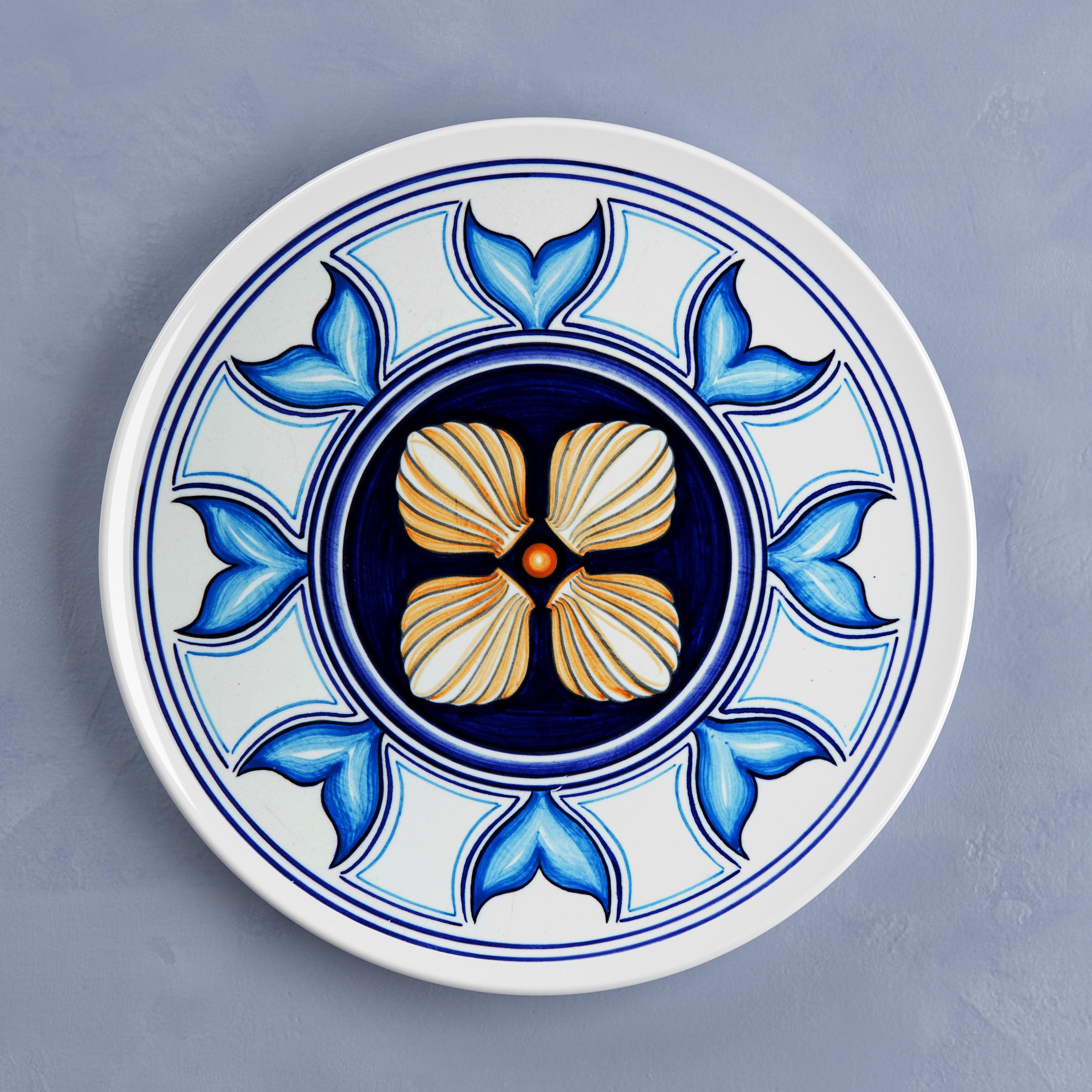 Other Set of 6 Sicilian Clay Hand-Painted Colapesce Dinner Plates, Made in Italy For Sale