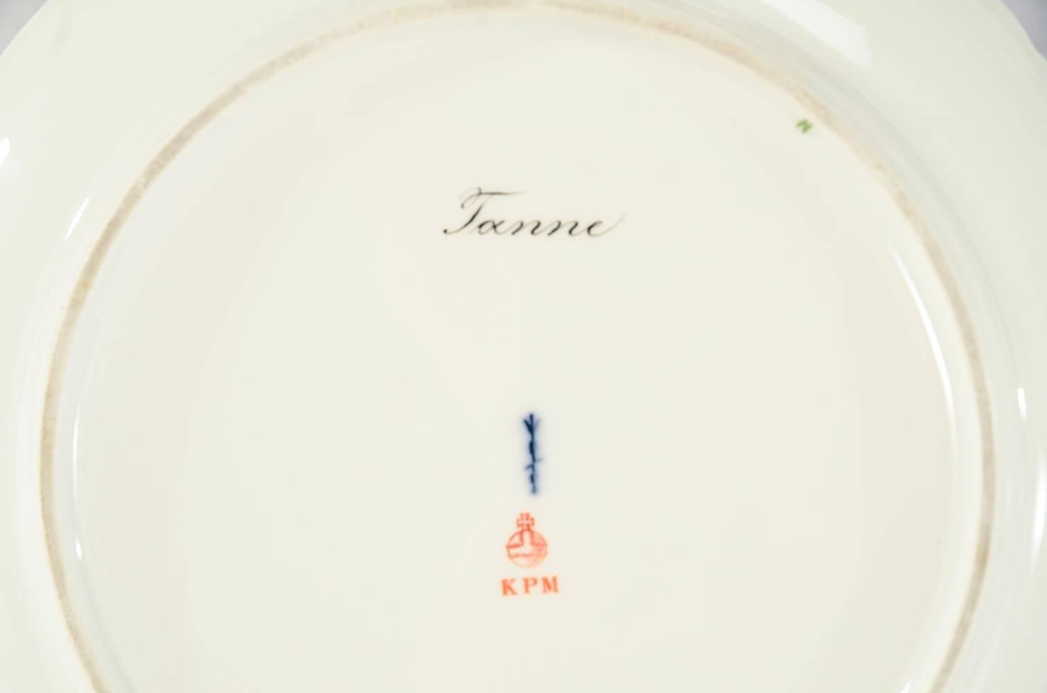 Set of Six Signed KPM Dessert Plates with Named Plant Species 3