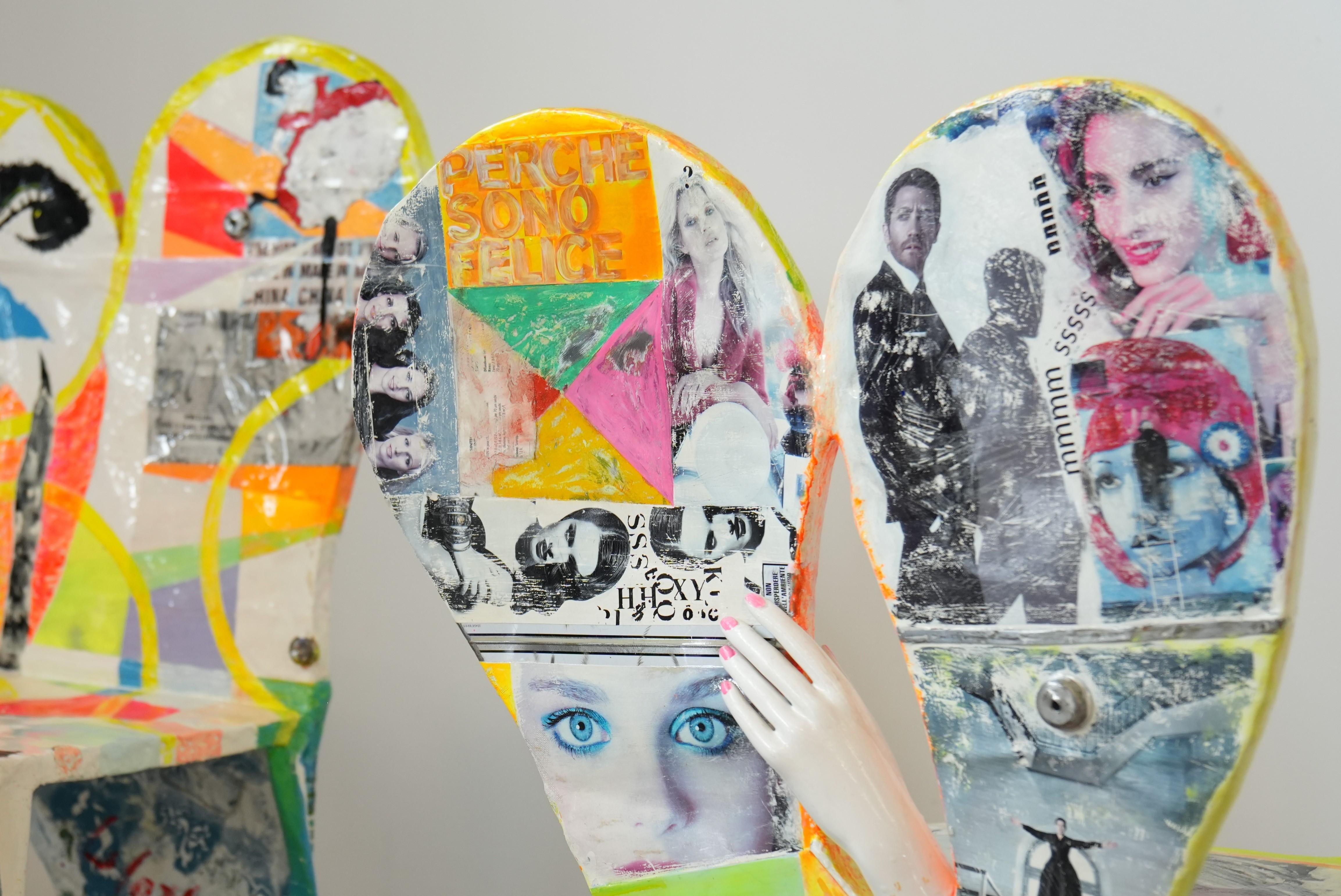 Set of 6 Signed Pop Art Chairs by Guido Coletti (1995, signed in 2013) For Sale 5