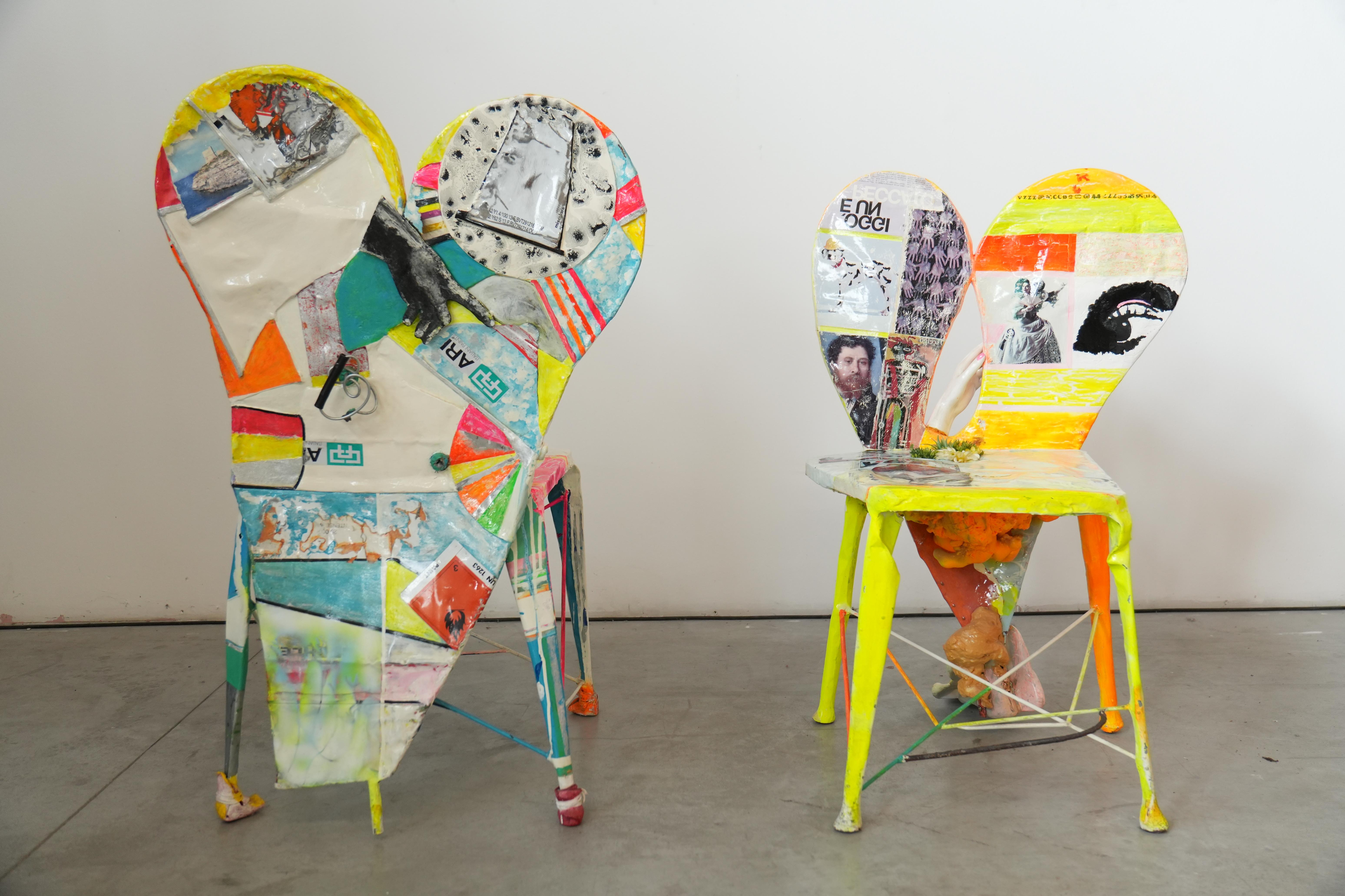 Set of 6 Signed Pop Art Chairs by Guido Coletti (1995, signed in 2013) For Sale 8