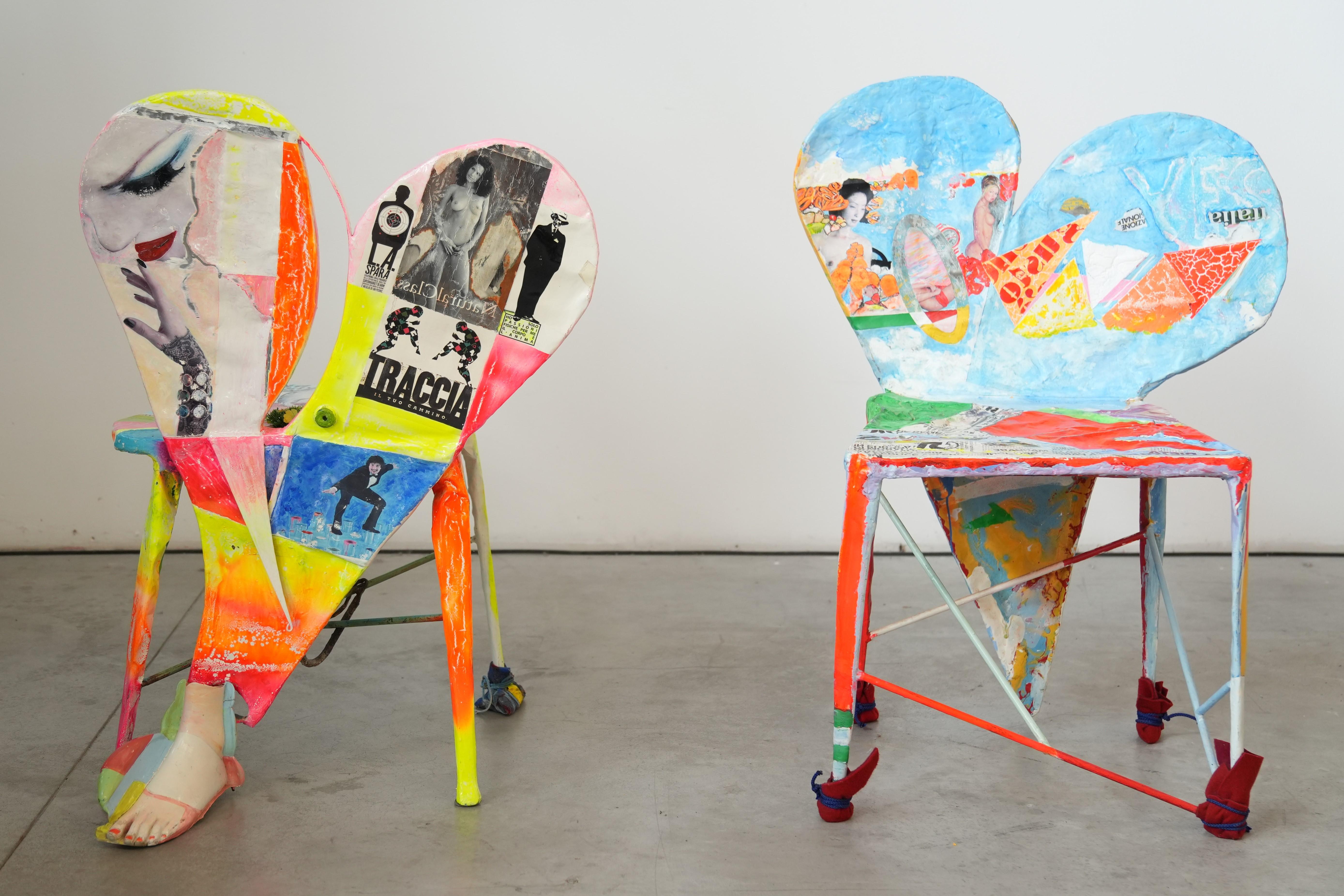 Set of 6 Signed Pop Art Chairs by Guido Coletti (1995, signed in 2013) For Sale 12