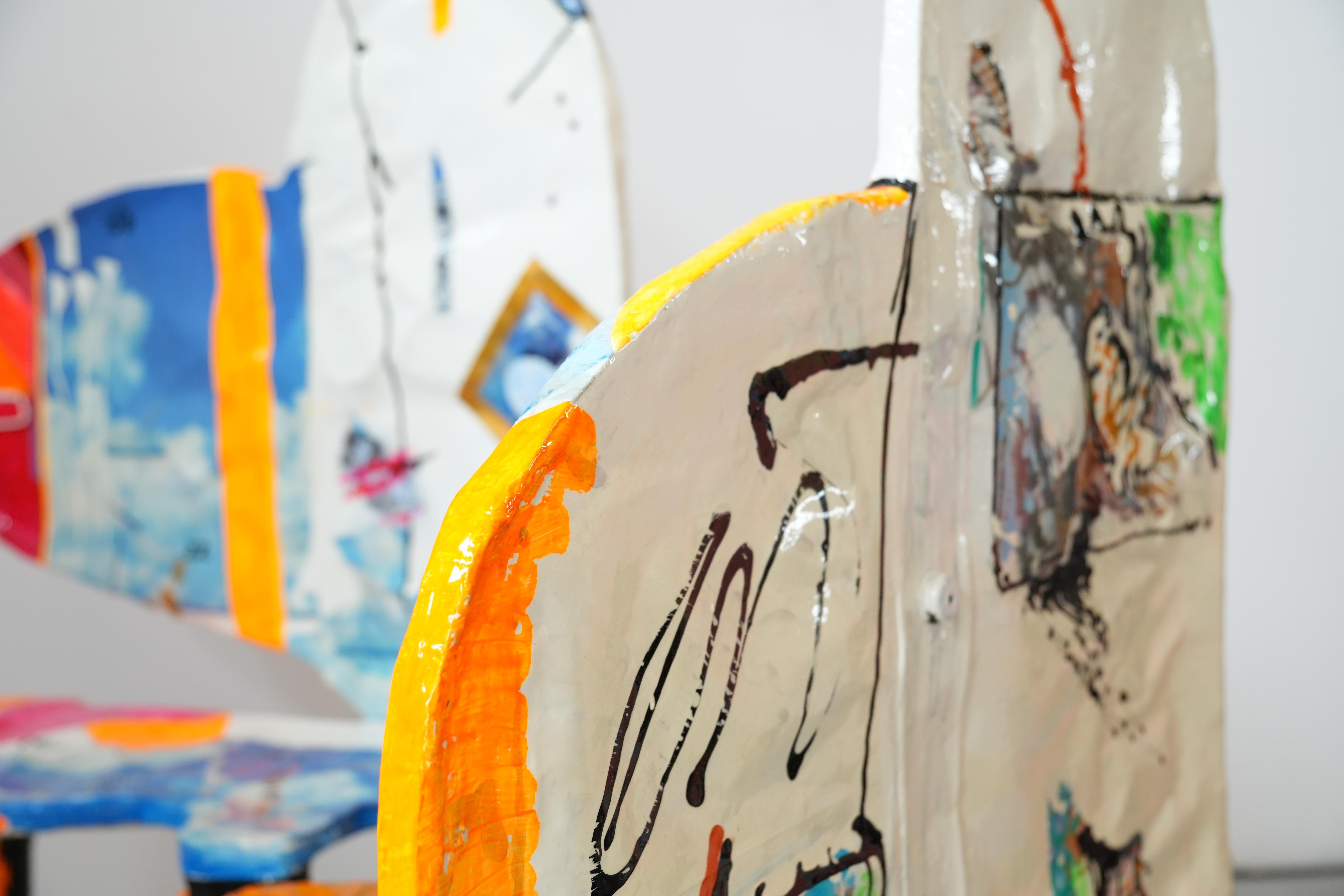Late 20th Century Set of 6 Signed Pop Art Chairs by Guido Coletti (1995, signed in 2013) For Sale