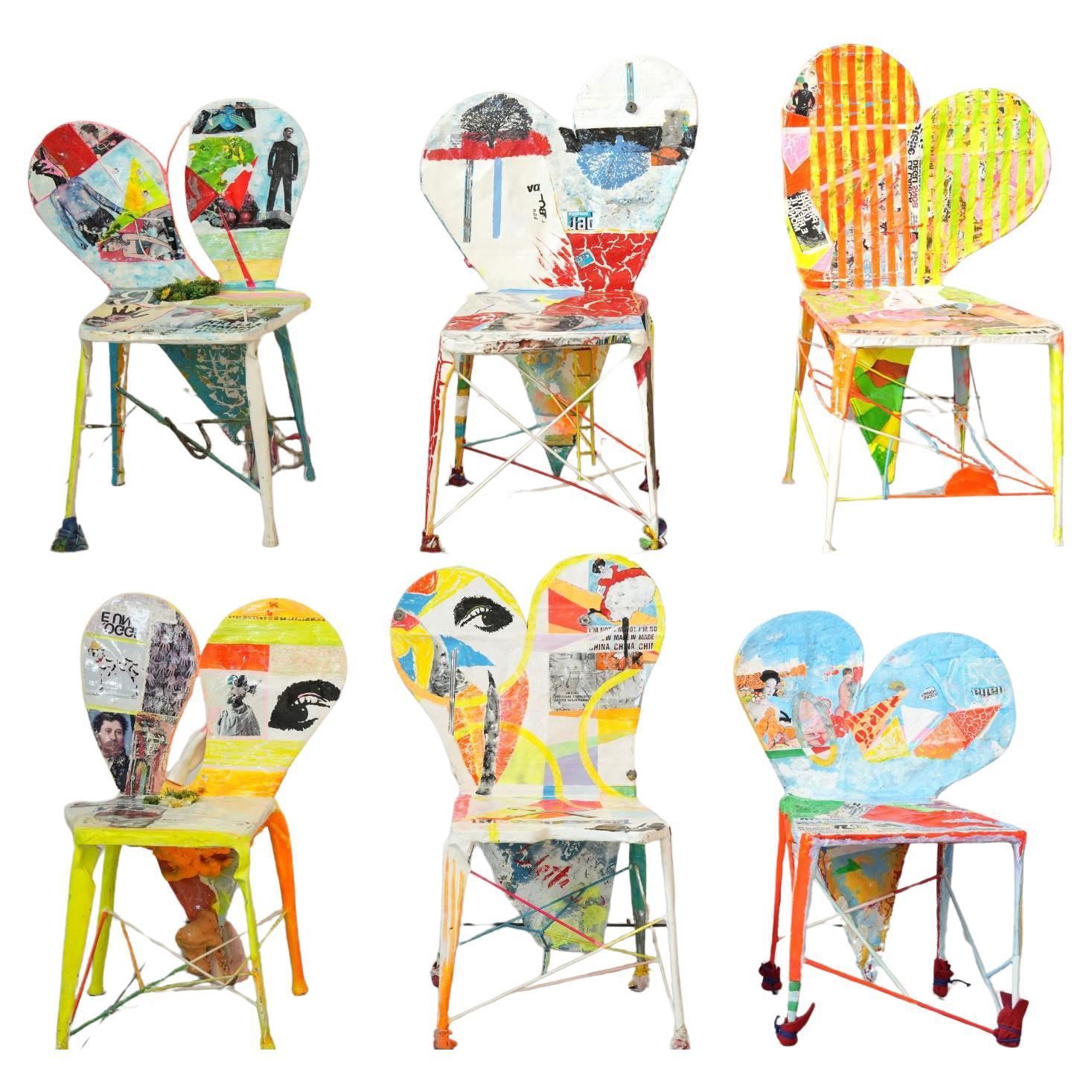 Set of 6 Signed Pop Art Chairs by Guido Coletti (1995, signed in 2013) For Sale