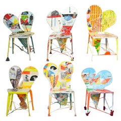 Conjunto de 6 sillas Pop Art firmadas por Guido Coletti (1995, firmadas en 2013)