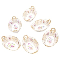Lote de 6 cuencos para servir condimentos de porcelana de Dresden firmados por Richard Klemm