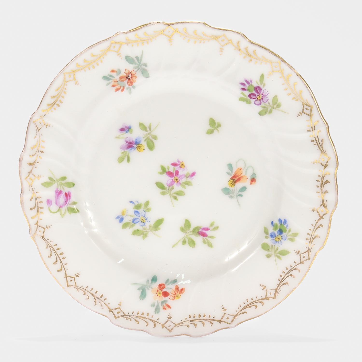 Lote de 6 Platos Petit Four de Dresden Porcelain firmados por Richard Klemm Alemán en venta