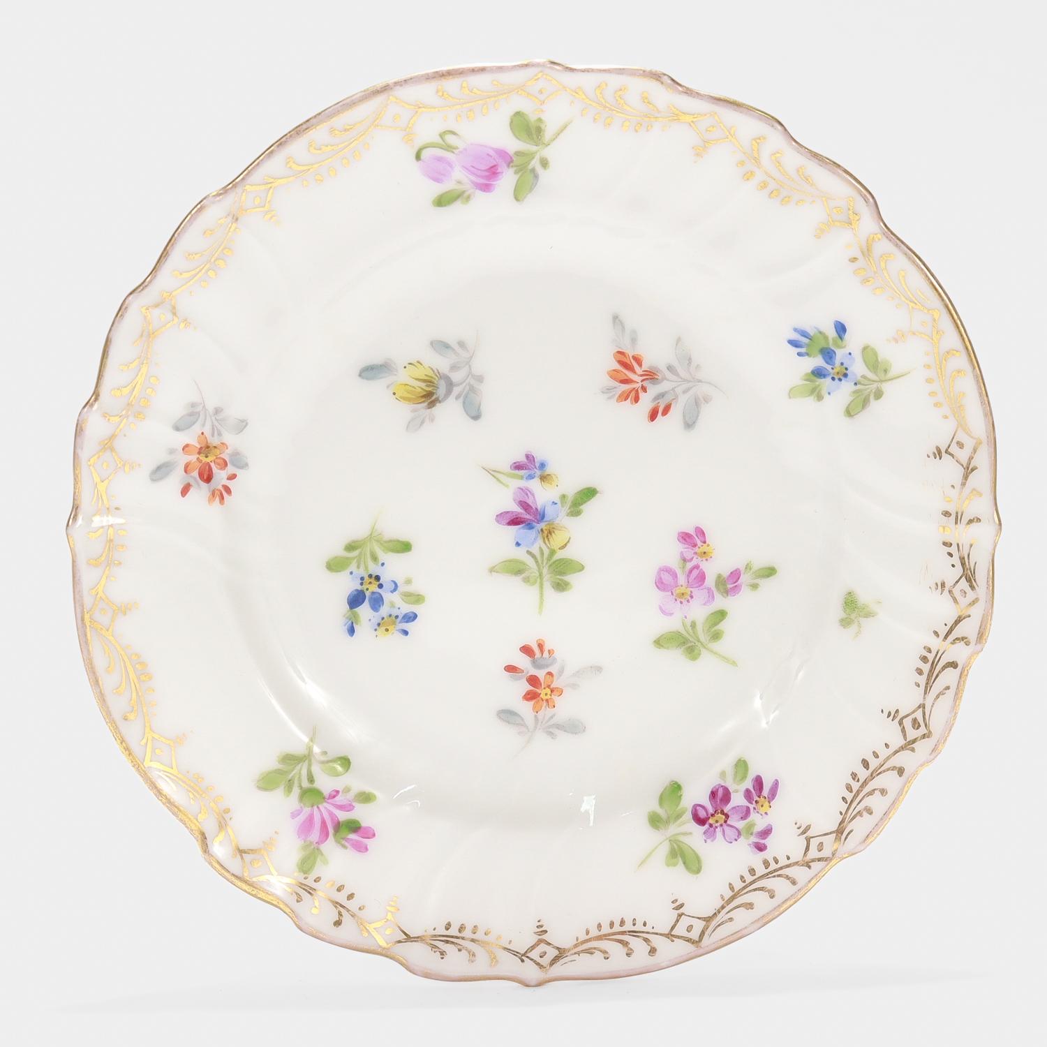 Lote de 6 Platos Petit Four de Dresden Porcelain firmados por Richard Klemm en Bueno estado para la venta en Philadelphia, PA
