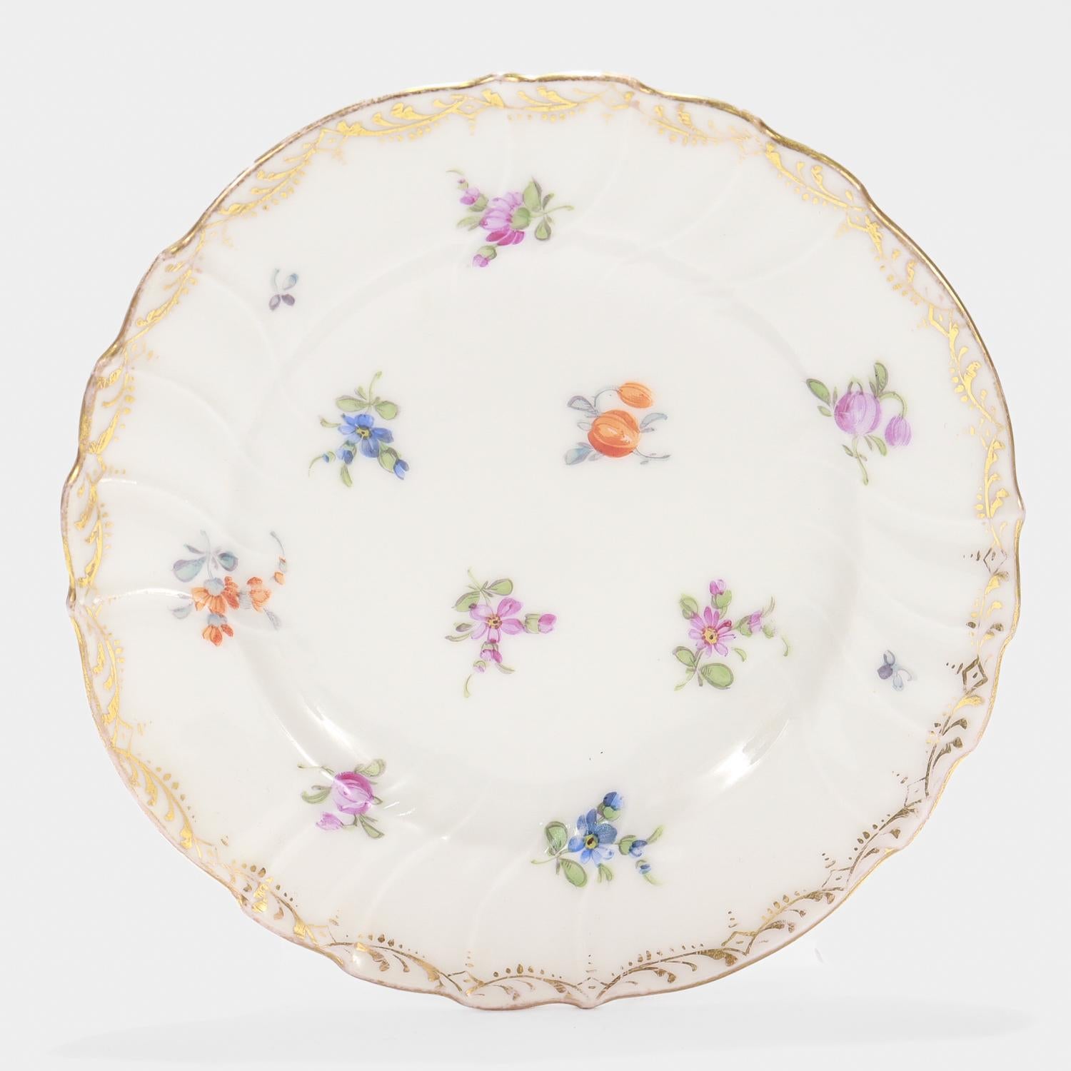 Lote de 6 Platos Petit Four de Dresden Porcelain firmados por Richard Klemm siglo XX en venta