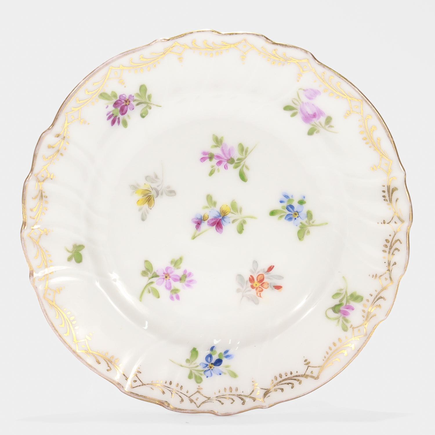 Lote de 6 Platos Petit Four de Dresden Porcelain firmados por Richard Klemm Porcelana en venta