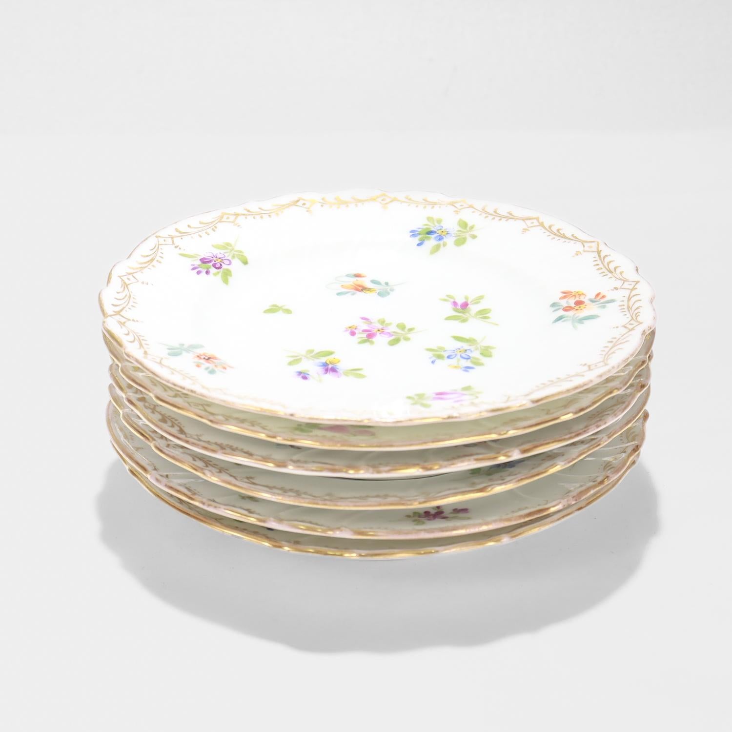Lote de 6 Platos Petit Four de Dresden Porcelain firmados por Richard Klemm en venta 3