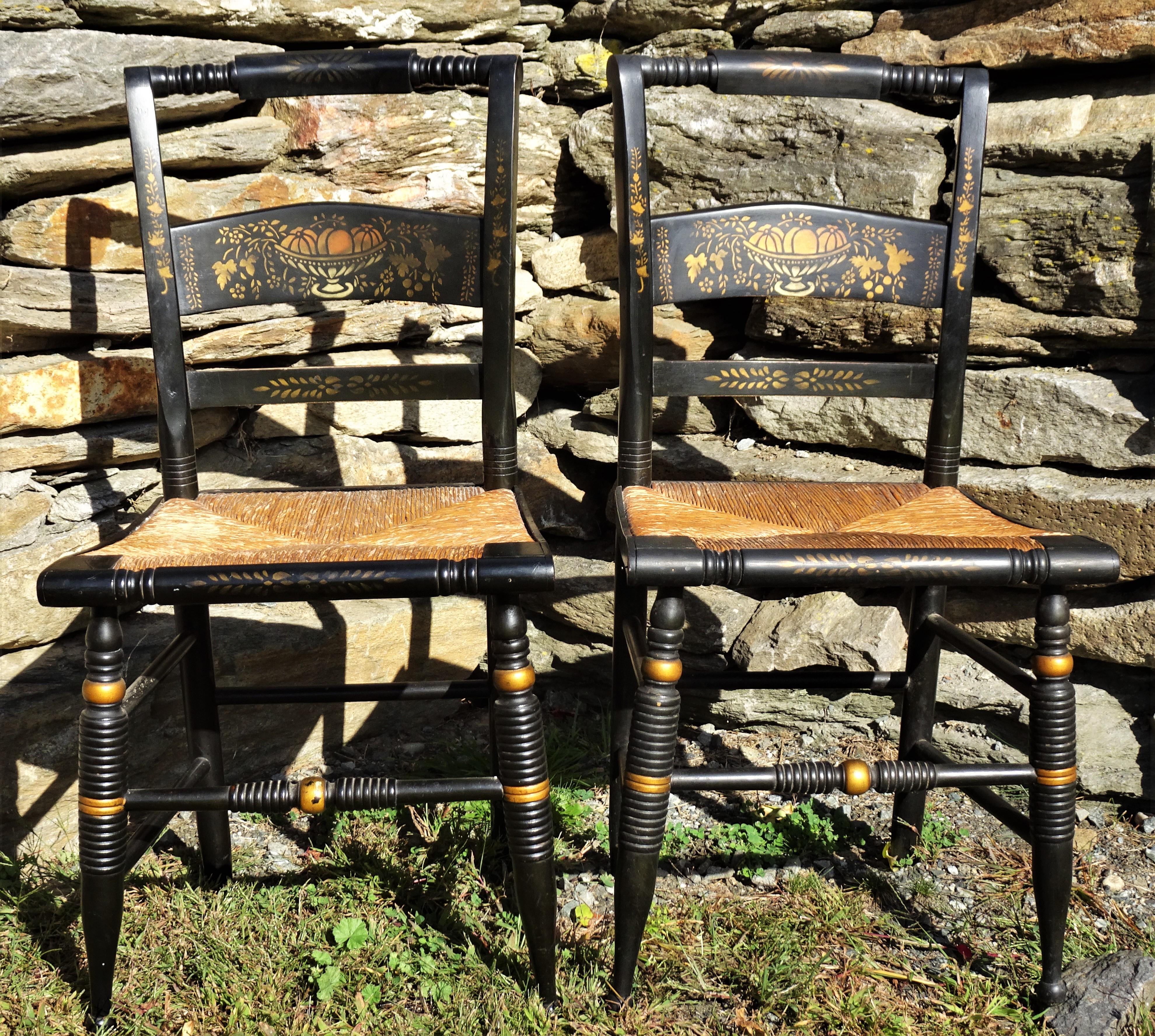 Set of 6 Signed Vintage Hitchcock Painted and Stenciled Side Chairs, circa 1958 1