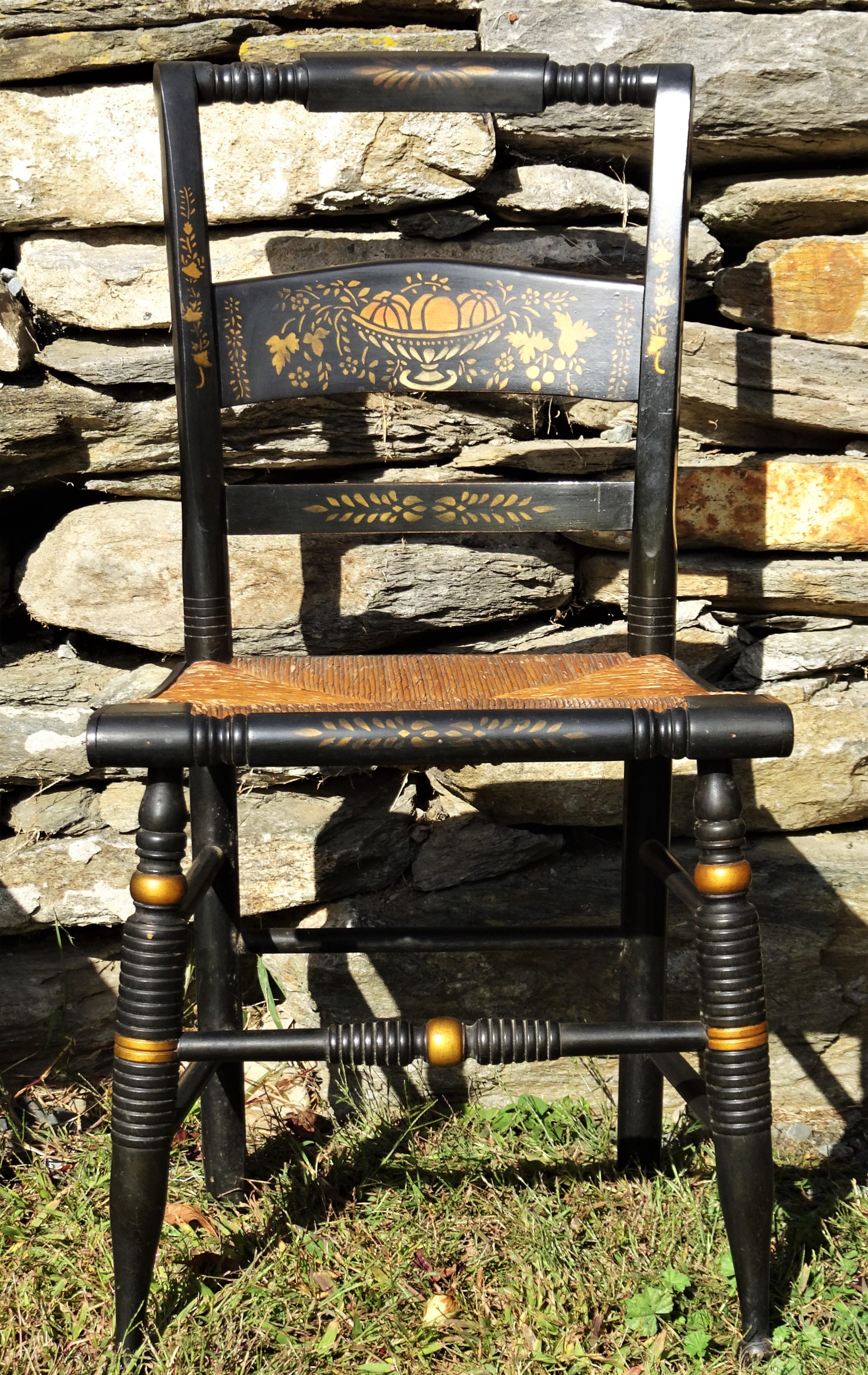 Set of 6 Signed Vintage Hitchcock Painted and Stenciled Side Chairs, circa 1958 8