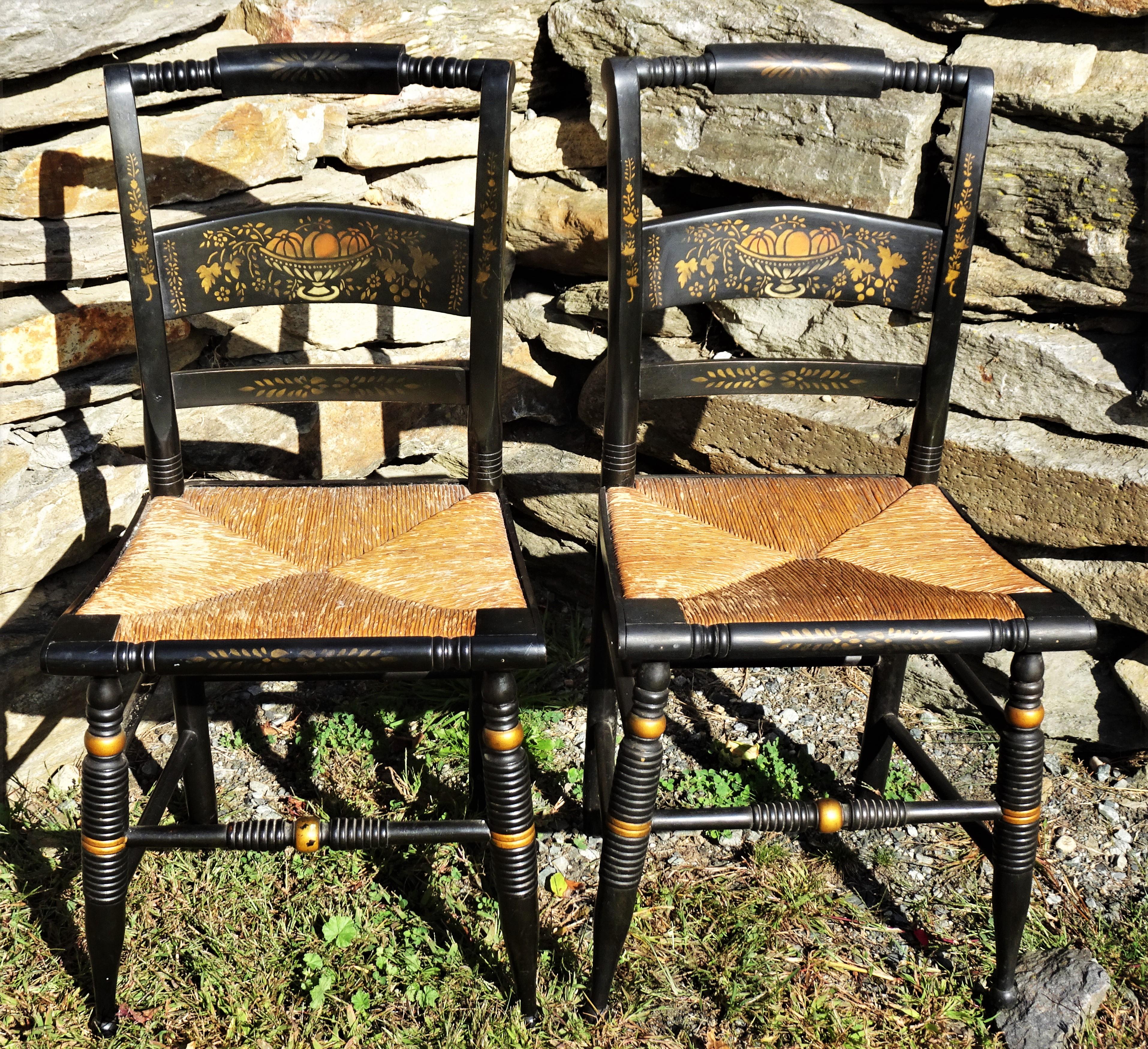 Set of 6 Signed Vintage Hitchcock Painted and Stenciled Side Chairs, circa 1958 10