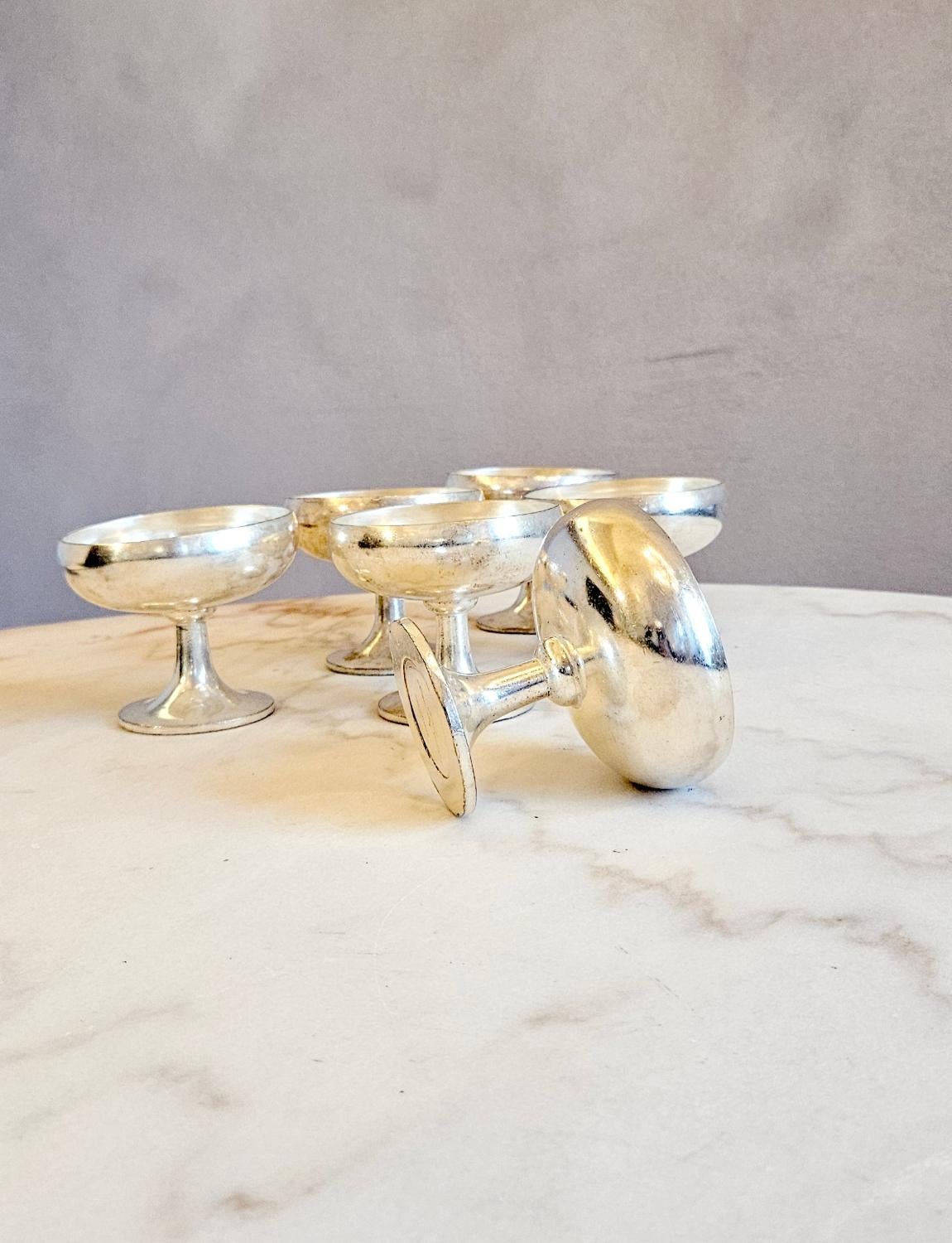 italien Ensemble de 6 bols Gelato Arthur Krupp Milano en argent