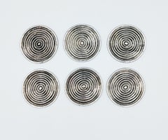 Set of 6 Silver Metal Coasters by Valenti, Spain 1970s