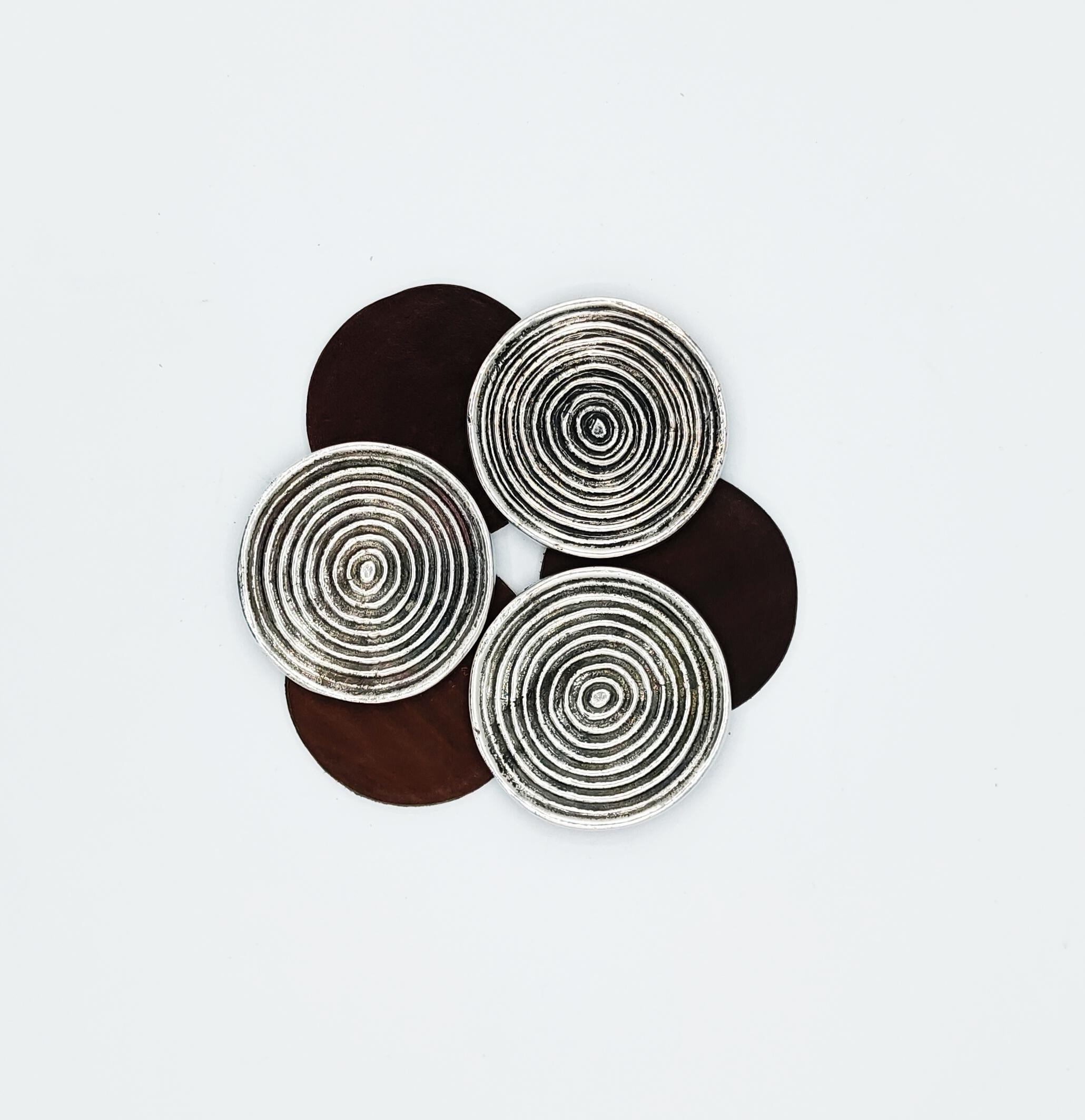 Set of 6 Silver Metal Coasters by Valenti, Spain 1970s In Good Condition In L'Escala, ES