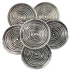 Set of 6 Silver Metal Coasters by Valenti, Spain 1970s