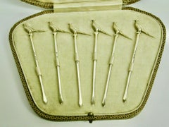 Set of 6 Silver Pheasant Cocktail Sticks, 1933, William Suckling Ltd, Birmingham