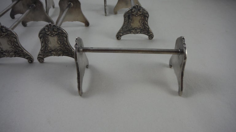 Ancien Porte-couteaux 6 Places Métal Argenté Pieds Dorés - Vintage Boîte PC1