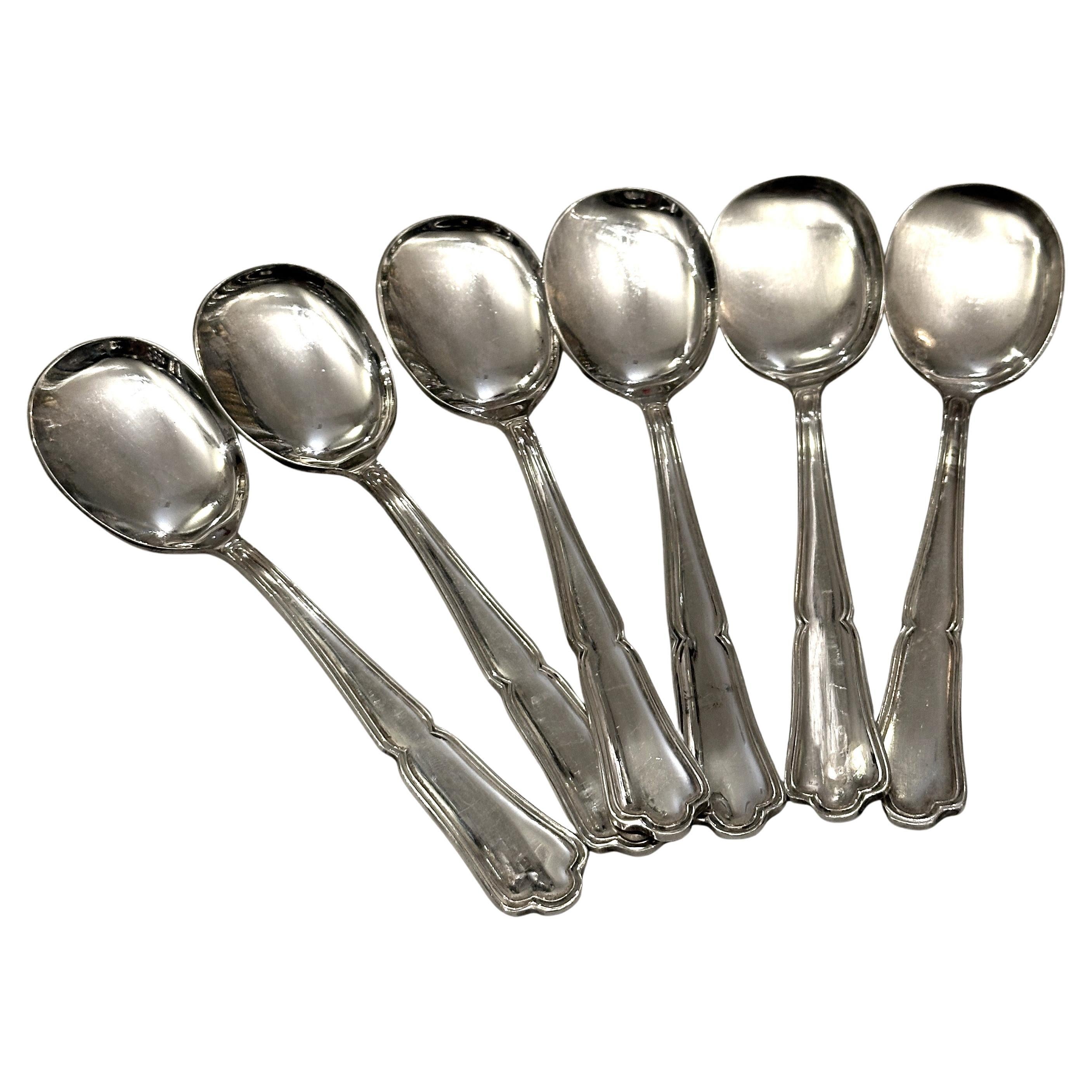 Juego de 6 cucharas de helado plateadas de Dixi, siglo XX