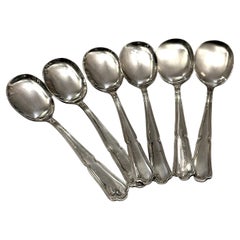 Set di 6 cucchiai da gelato placcati in argento di Dixie, 20° secolo