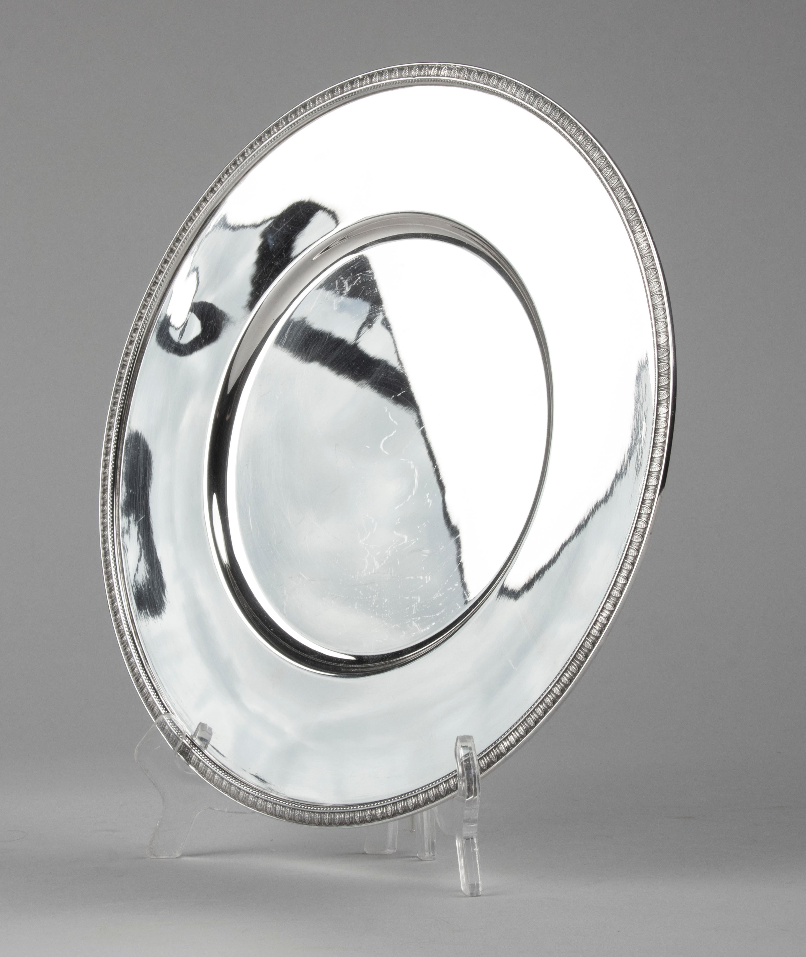 Set of 6 Silver Plated Plates Made by Christofle Model Malmaison 11