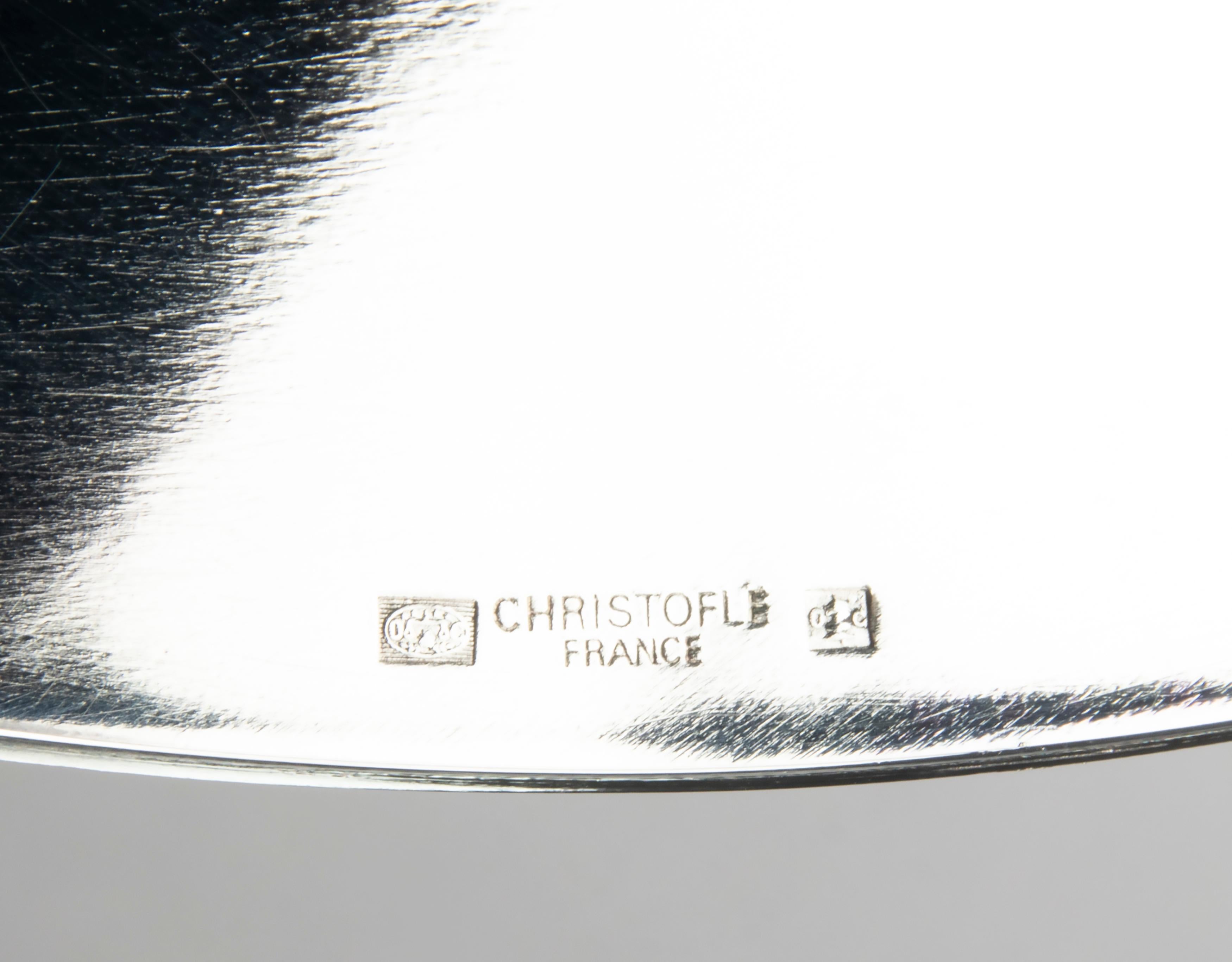Set of 6 Silver Plated Plates Made by Christofle Model Malmaison 3