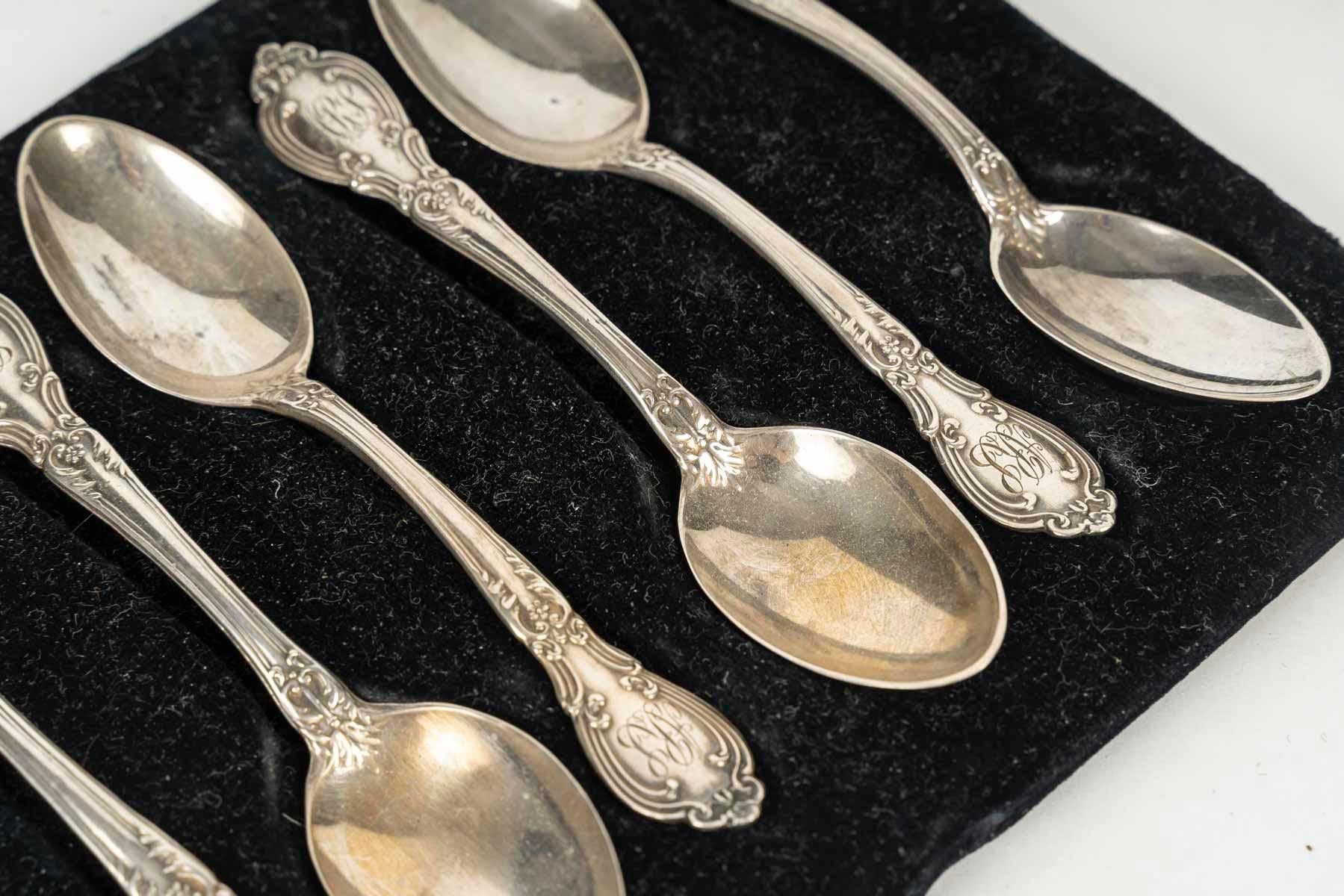 Francese Set of 6 Silver-Plated Teaspoons, 19th Century, Napoleon III Period. in vendita