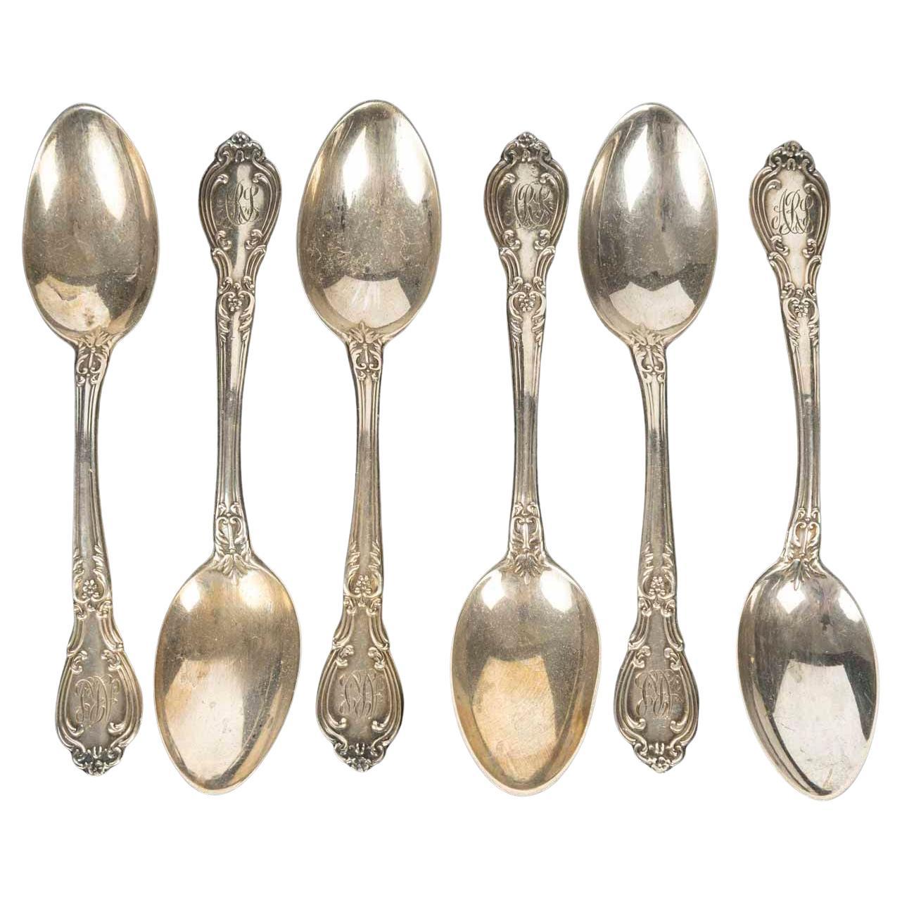 Set of 6 Silver-Plated Teaspoons, 19th Century, Napoleon III Period.