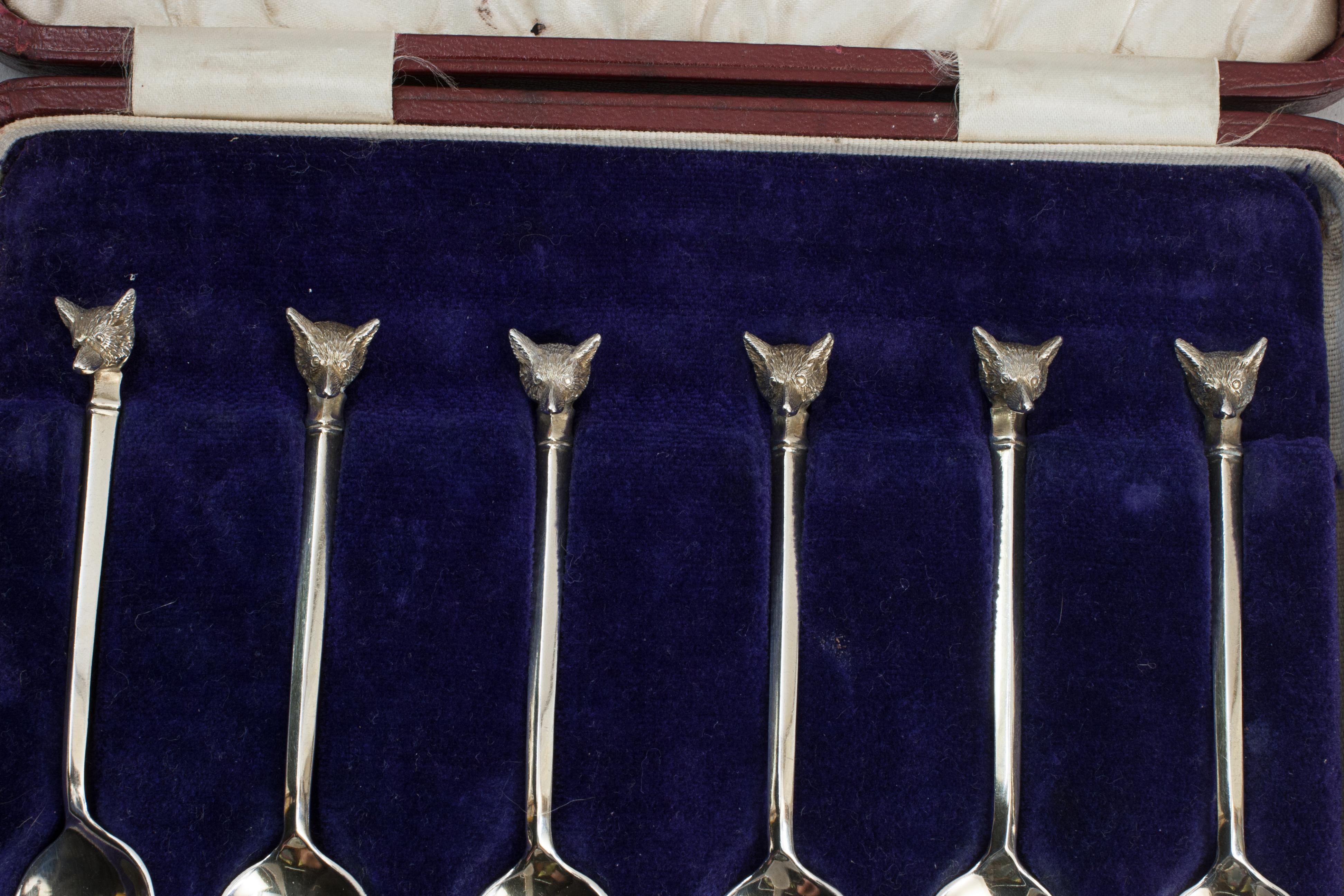 Set Of 6 Silver Spoons With Foxes Heads By Swaine And Adeney 1