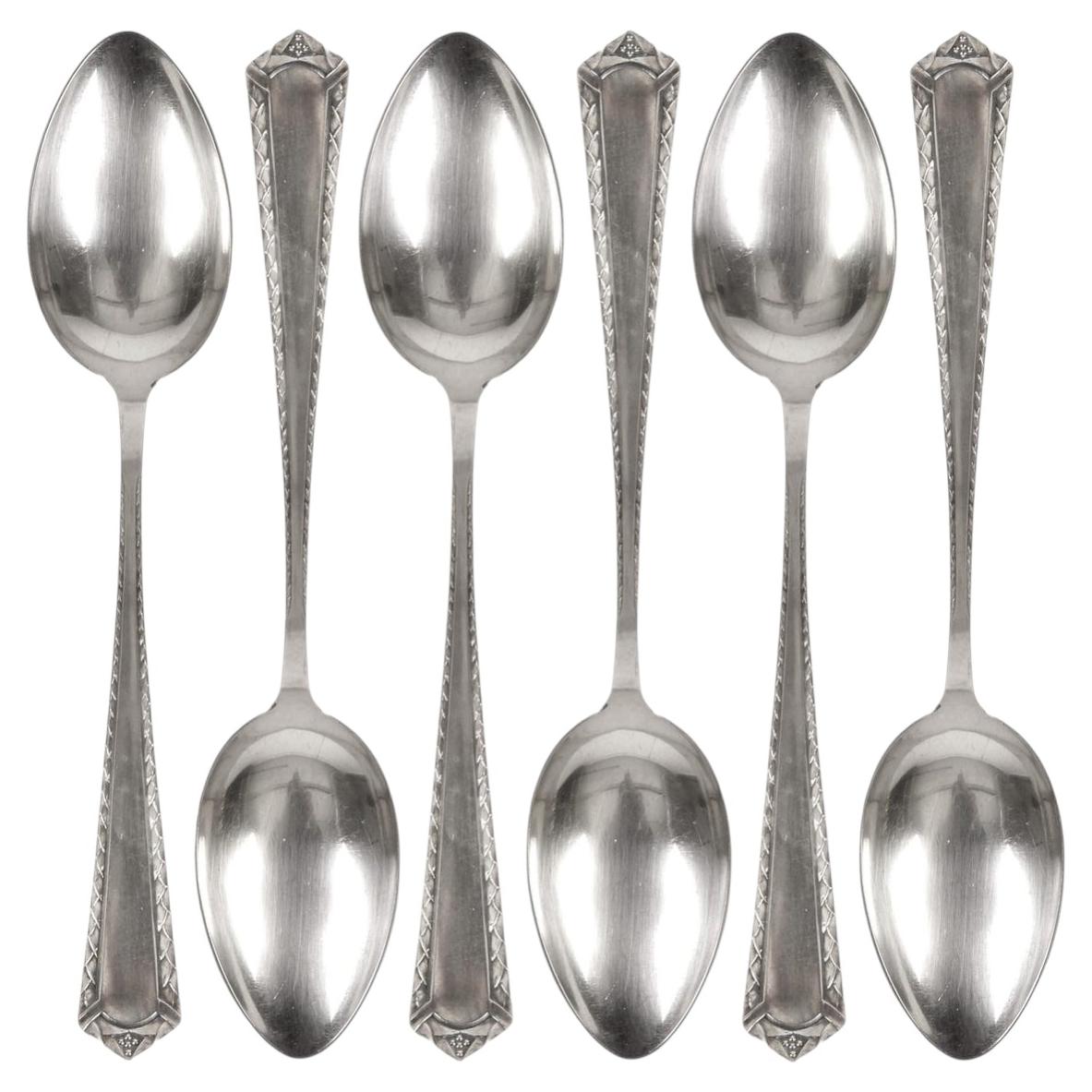Set of 6 Silver Tablespoons, Latvia by BR., 1920s - 1930s For Sale