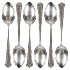 6er-Set silberne Esslöffel, Lettland, von BR., 1920er–1930er Jahre