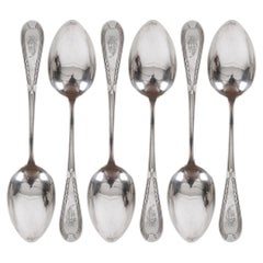 Juego de 6 cucharas de mesa de plata, Letonia, Riga, de H.W. Glasenapp (HG), 1922 - 1939