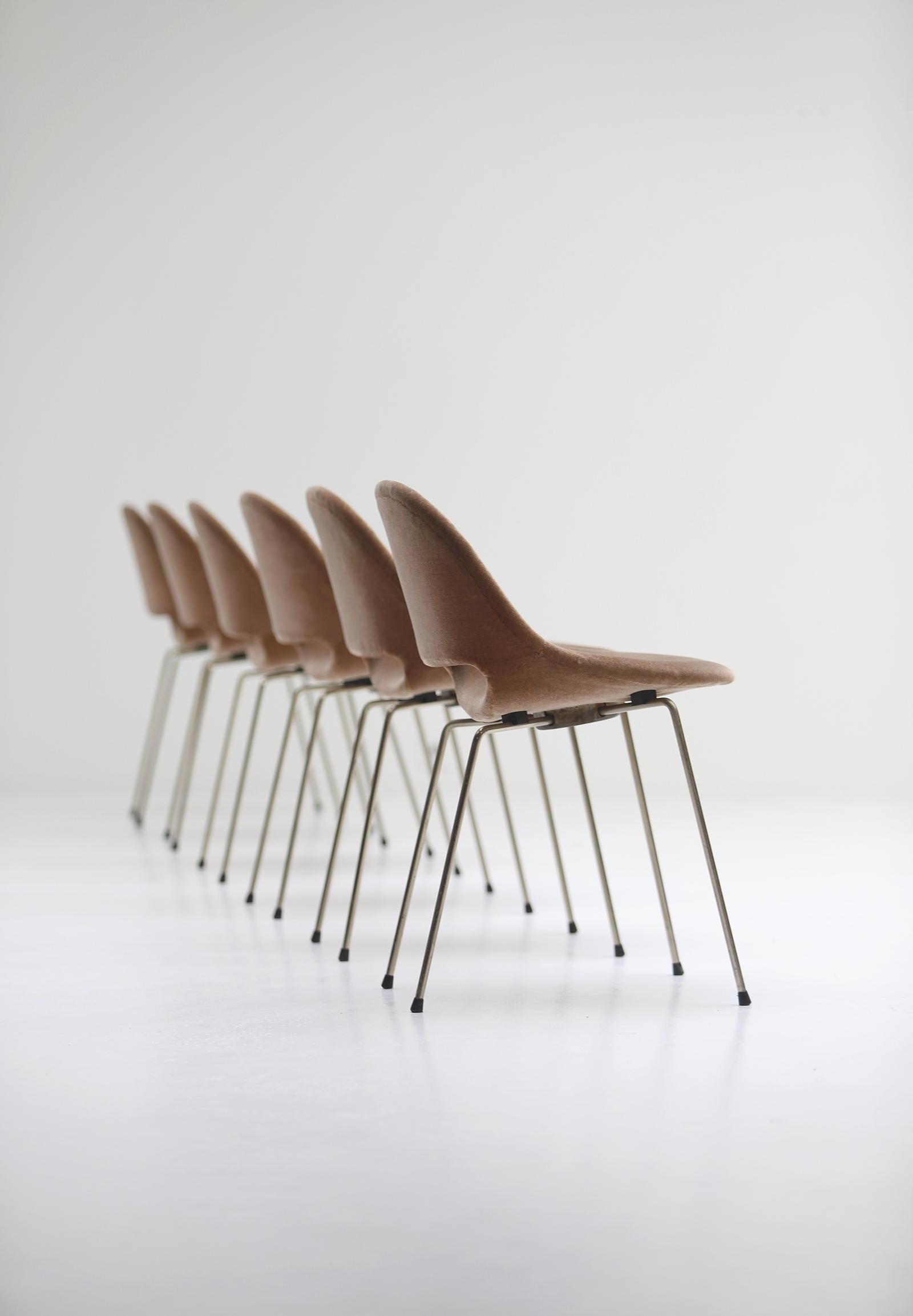 Métal Ensemble de 6 chaises de salle à manger SL58 par Léon Stynen, 1950S en vente