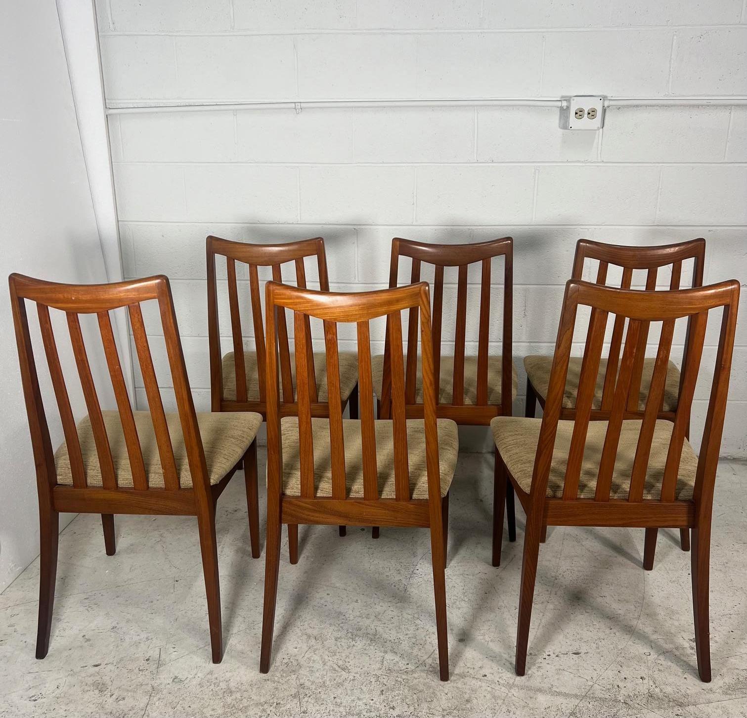 Set Of 6  Slat Back Teak Dining Chairs By G Plan Mid Century Modern In Good Condition In Atlanta, GA