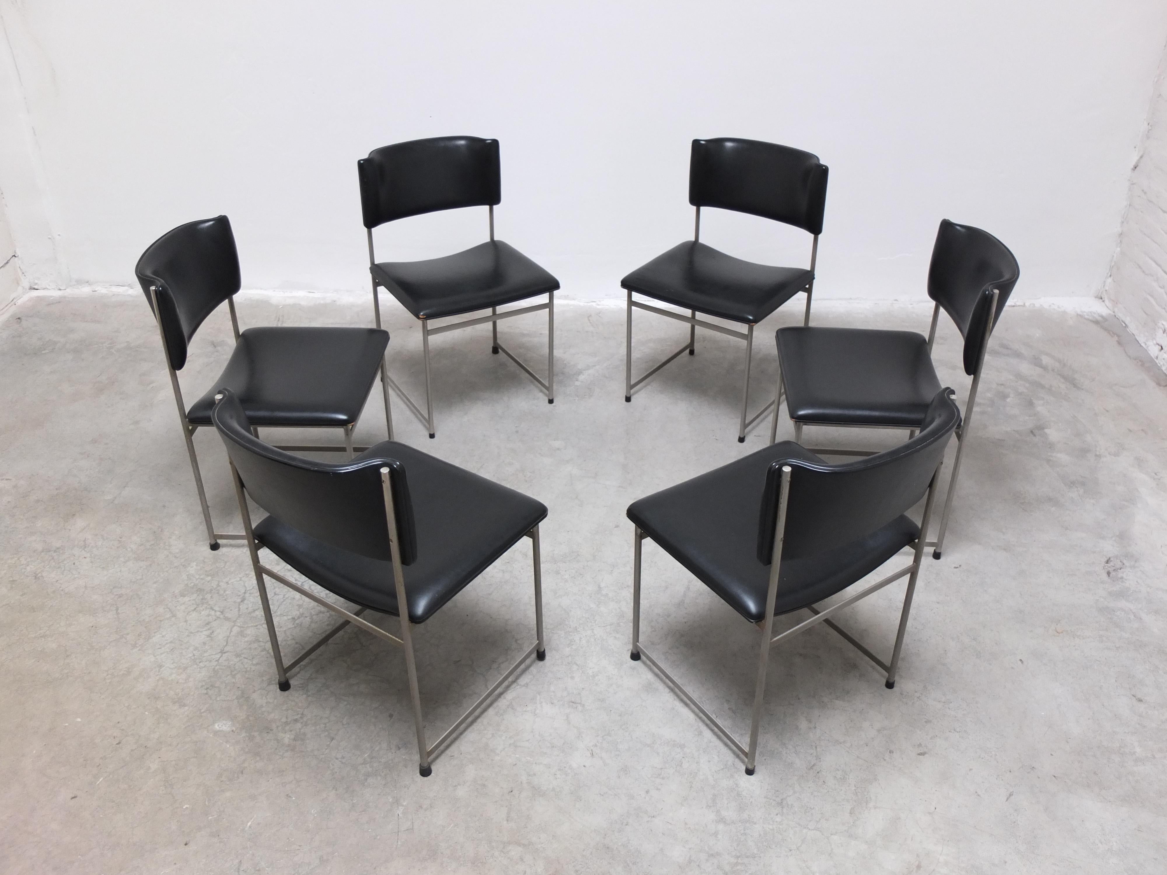 Mid-Century Modern Ensemble de 6 chaises de salle à manger 'SM08' par Cees Braakman pour Pastoe, années 1960 en vente