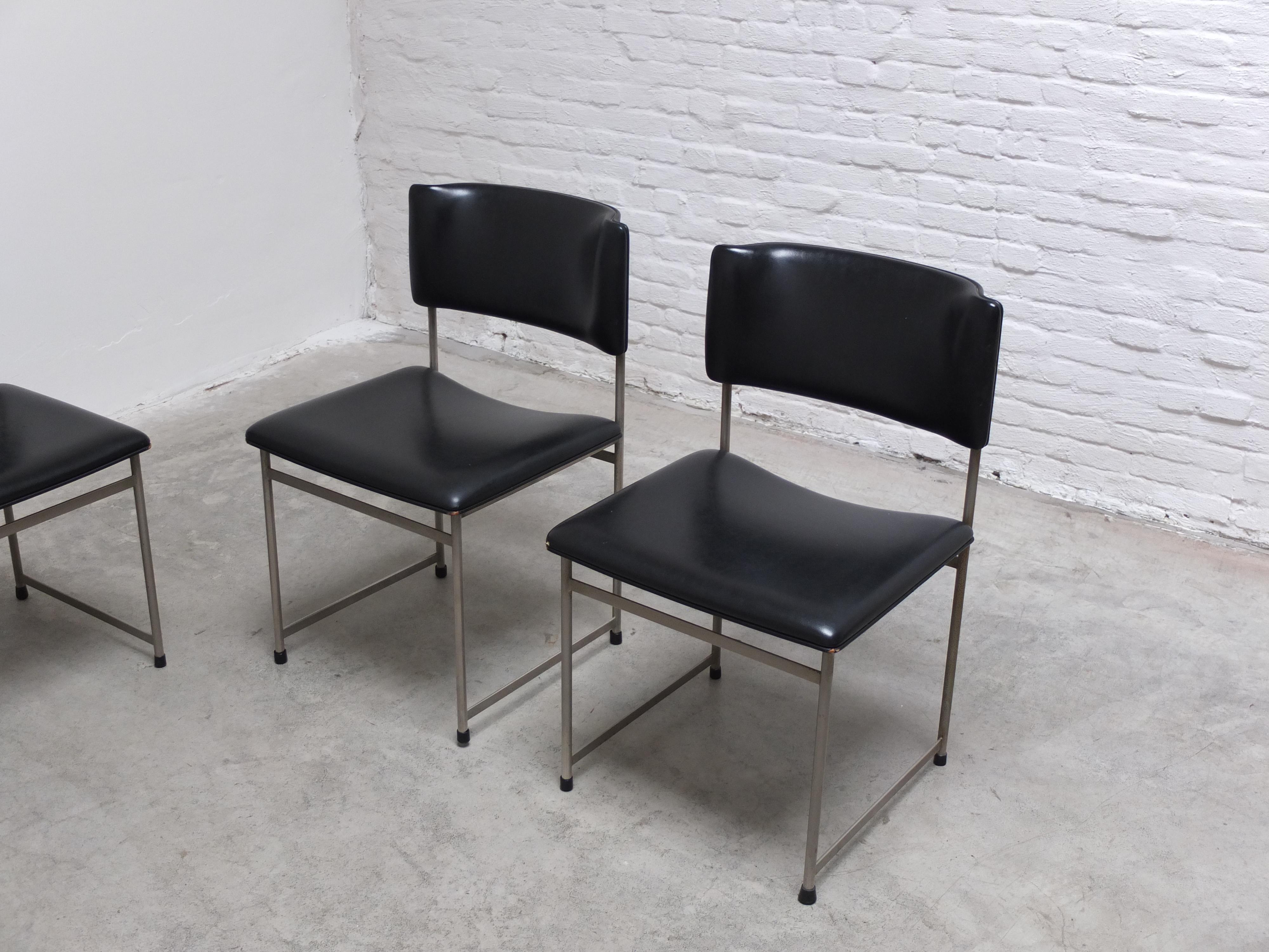 Métal Ensemble de 6 chaises de salle à manger 'SM08' par Cees Braakman pour Pastoe, années 1960 en vente